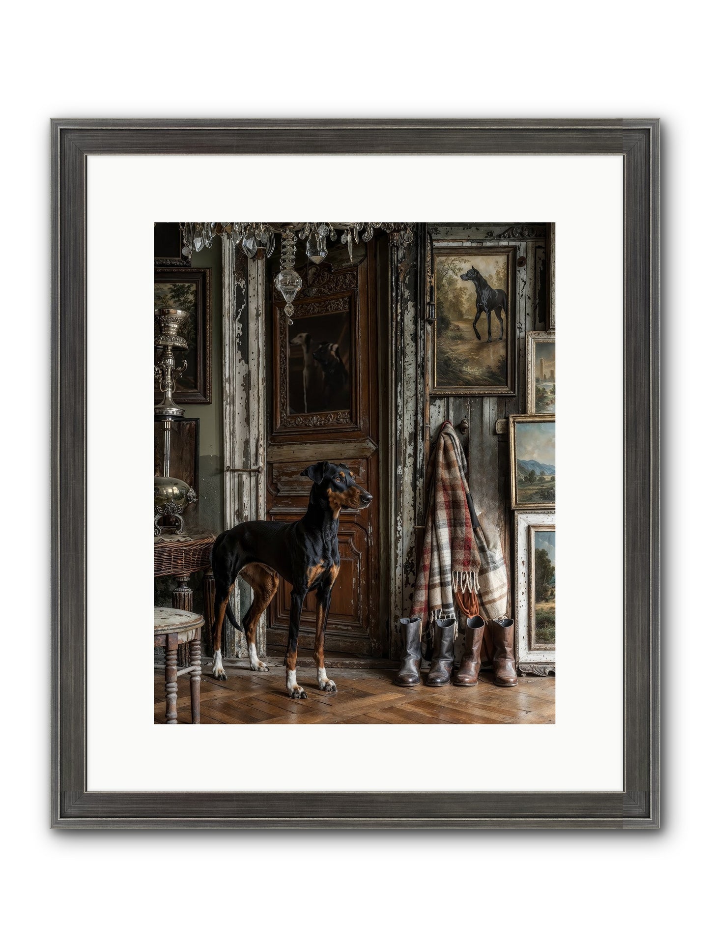His Lordship Sir Fetch-A-Lot Framed Print - Slimwoods Black/Silver 12x15