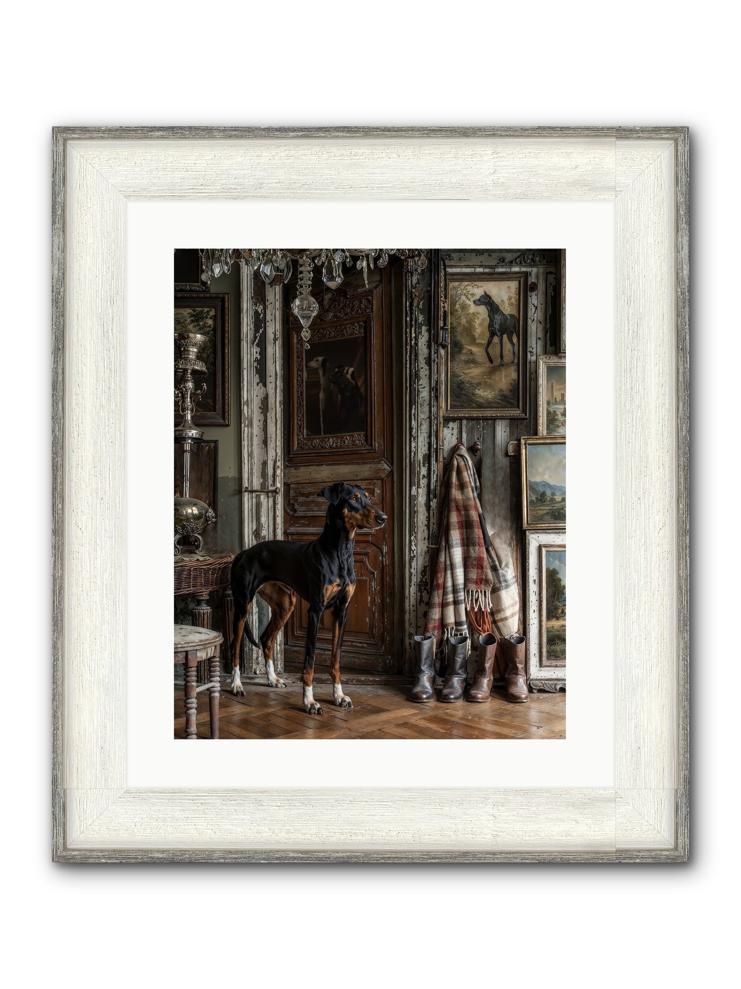 His Lordship Sir Fetch-A-Lot Framed Print - Driftwood White 16x20