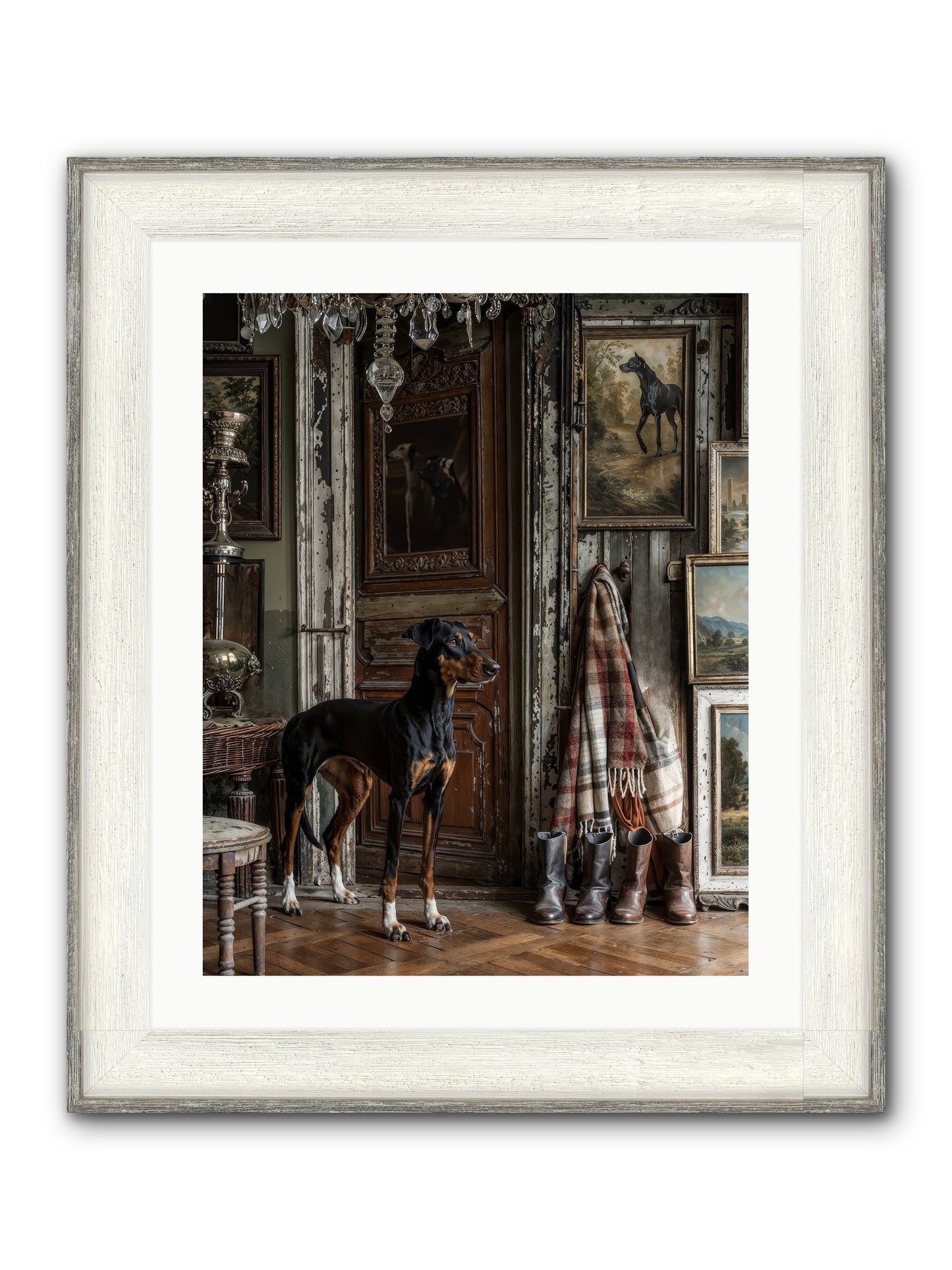 His Lordship Sir Fetch-A-Lot Framed Print - Driftwood White 20x25