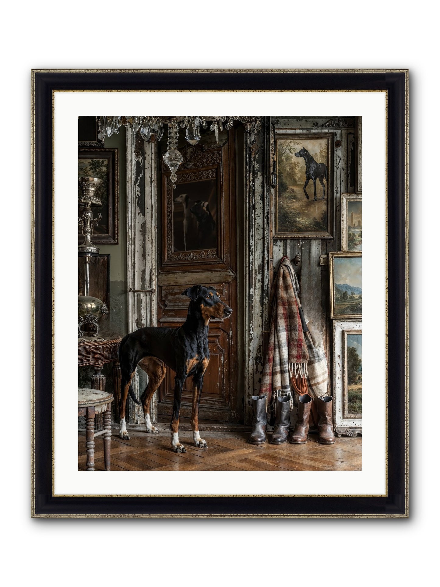 His Lordship Sir Fetch-A-Lot Framed Print - Black & Gold 24x30