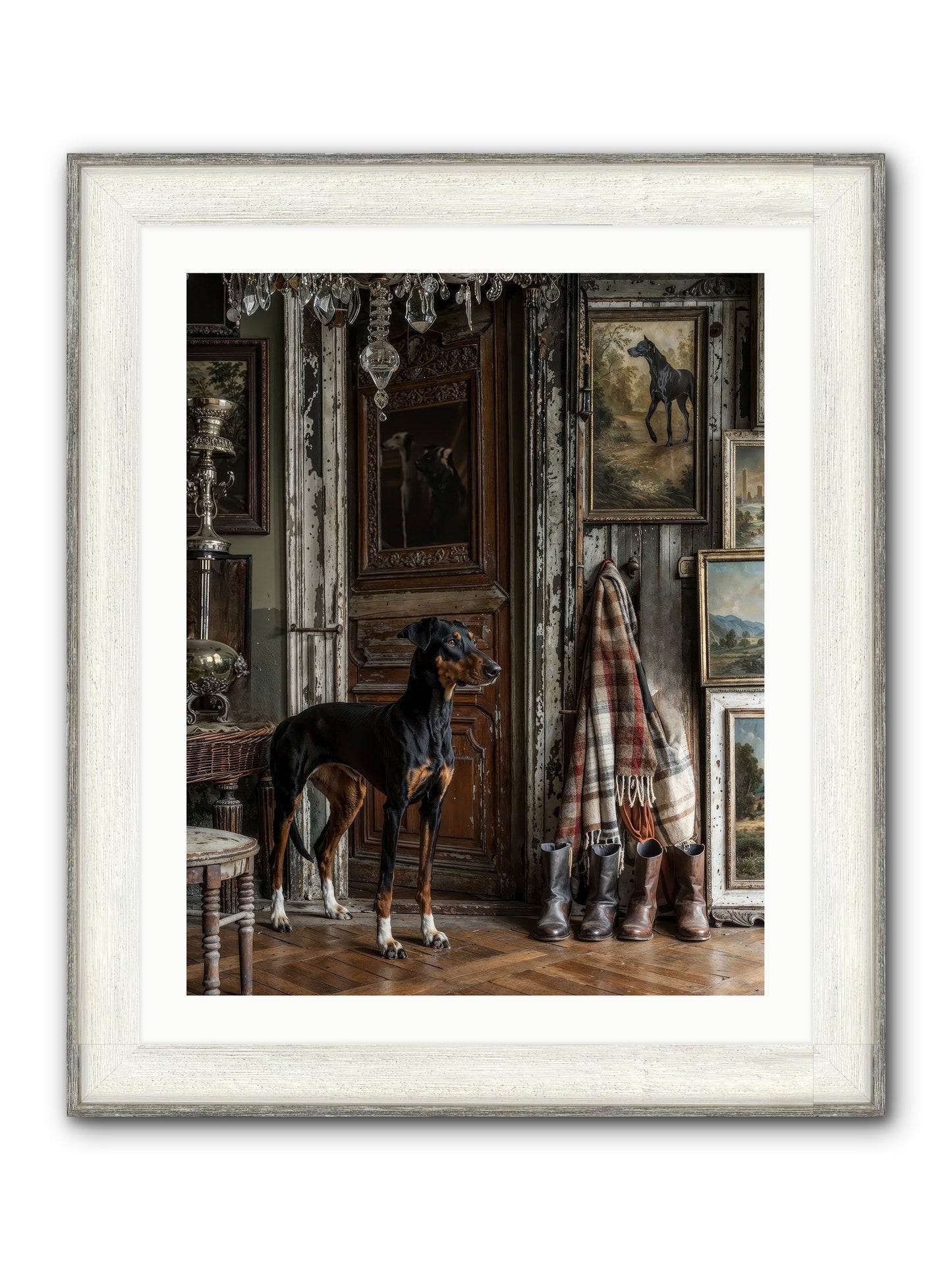 His Lordship Sir Fetch-A-Lot Framed Print - Driftwood White 24x30
