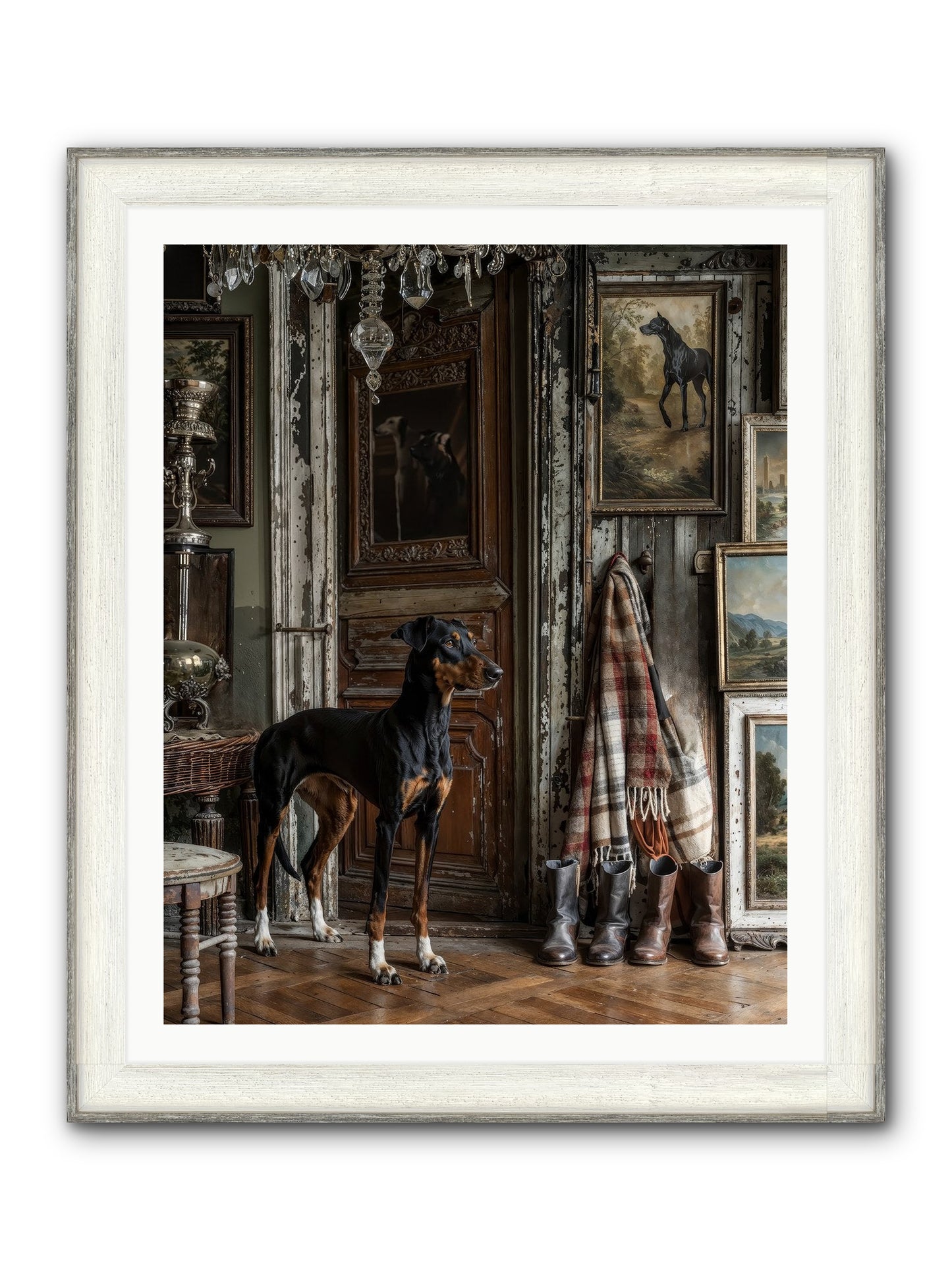 His Lordship Sir Fetch-A-Lot Framed Print - Driftwood White 32x40