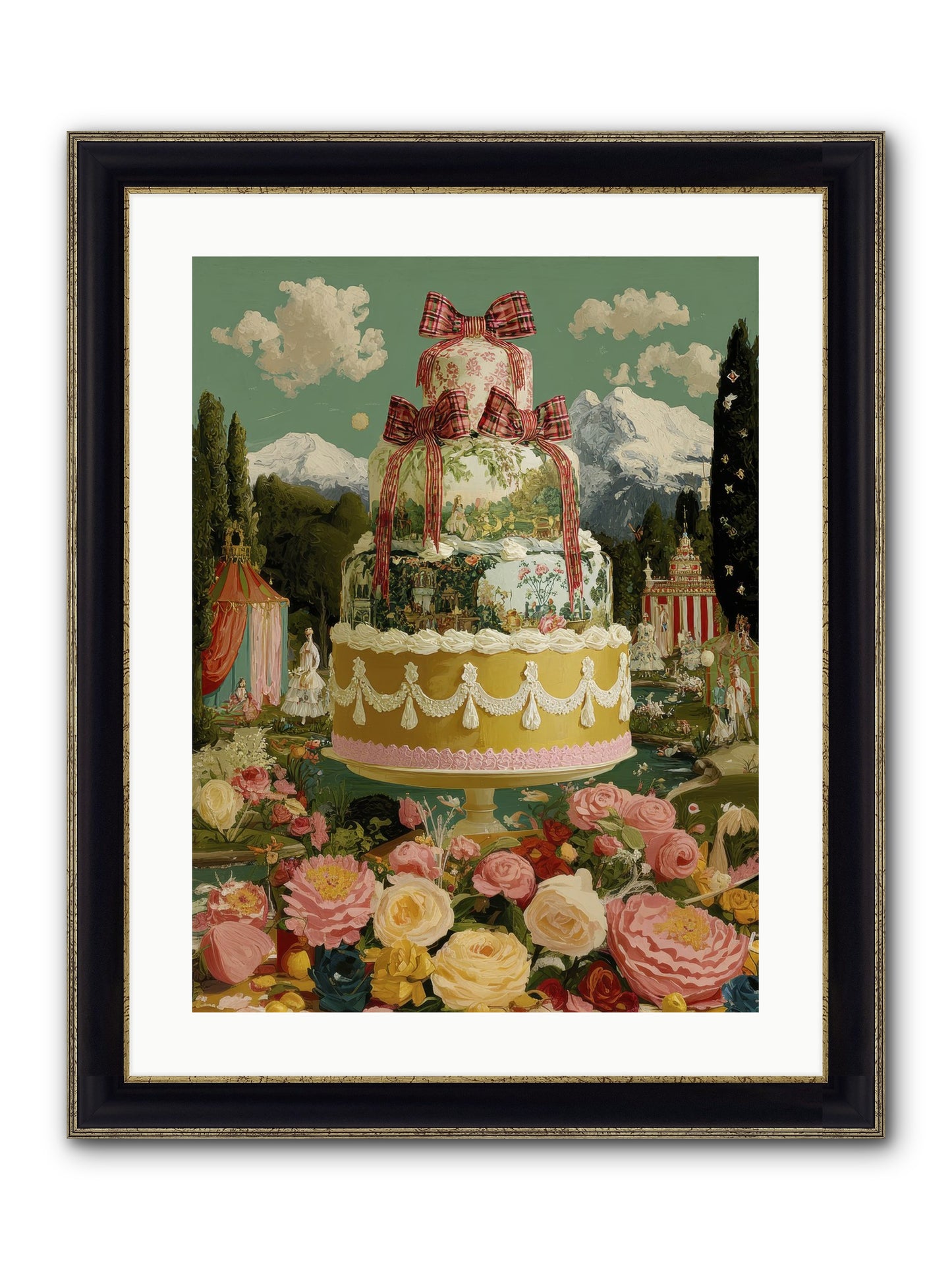 Holiday Heaven Framed Print - Black & Gold 18x24