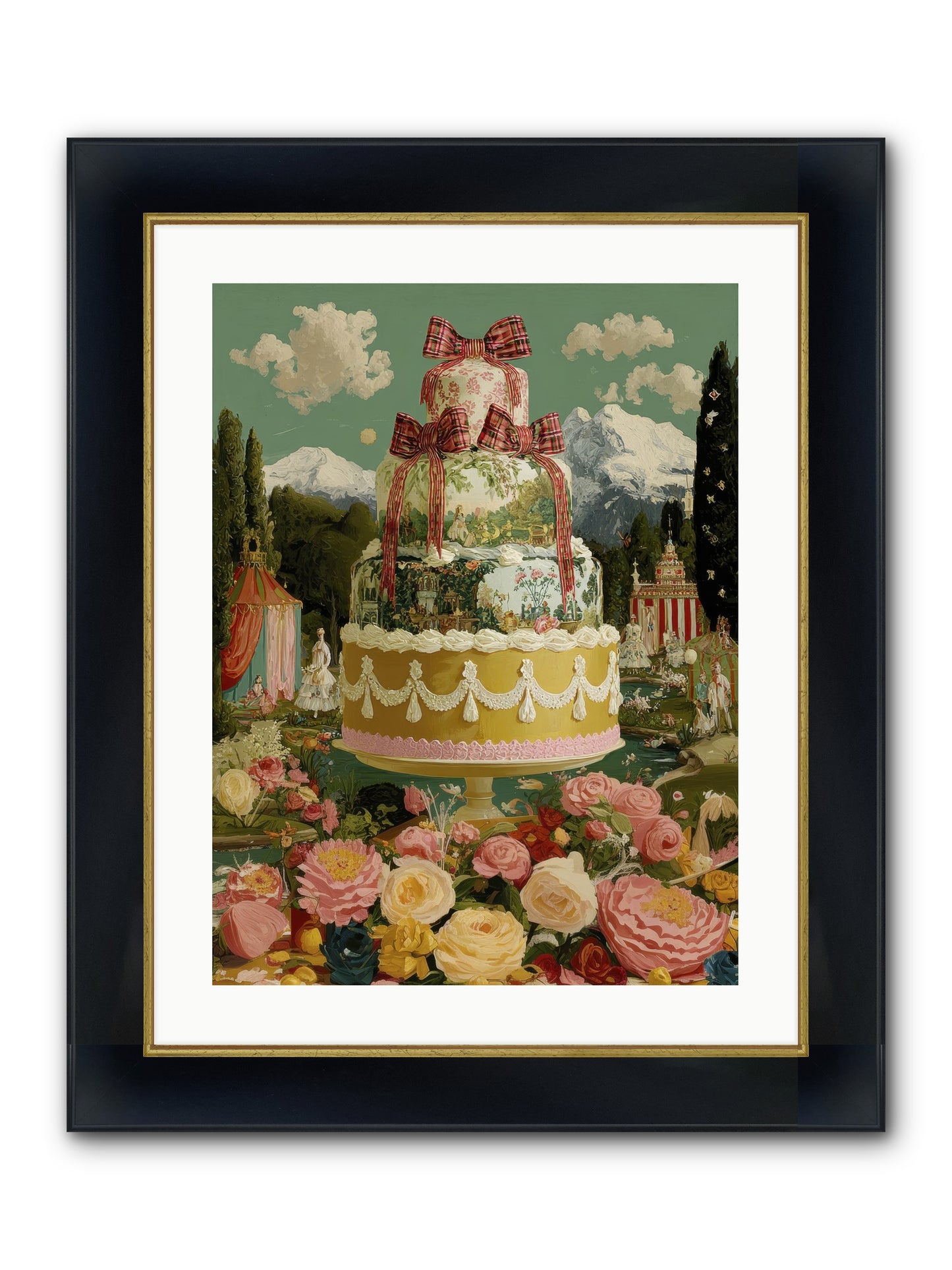 Holiday Heaven Framed Print - Wide Black w/Gold 18x24
