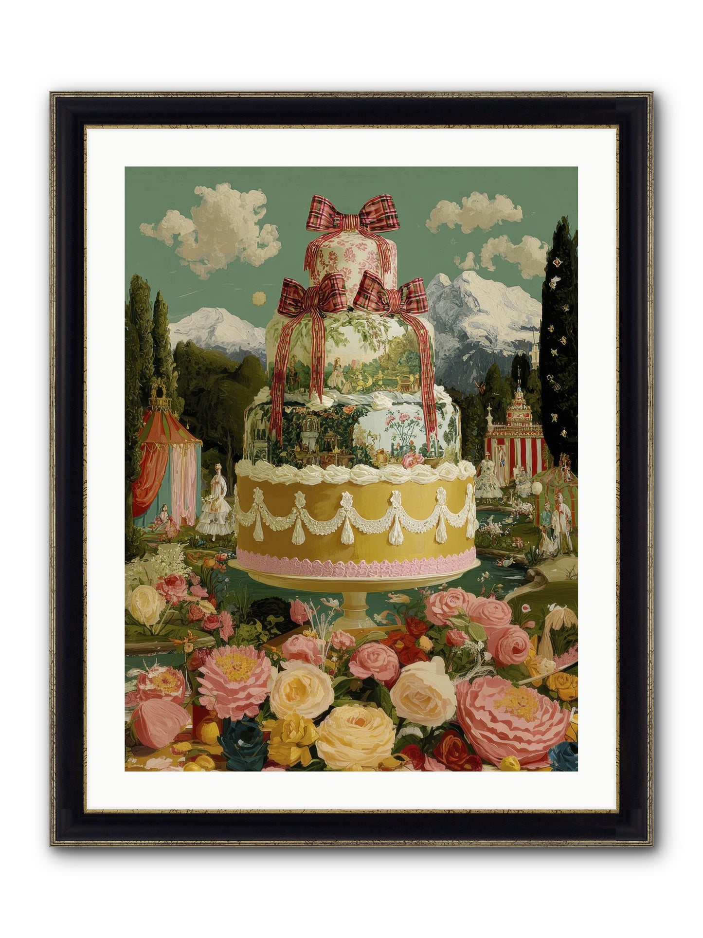 Holiday Heaven Framed Print - Black & Gold 24x32