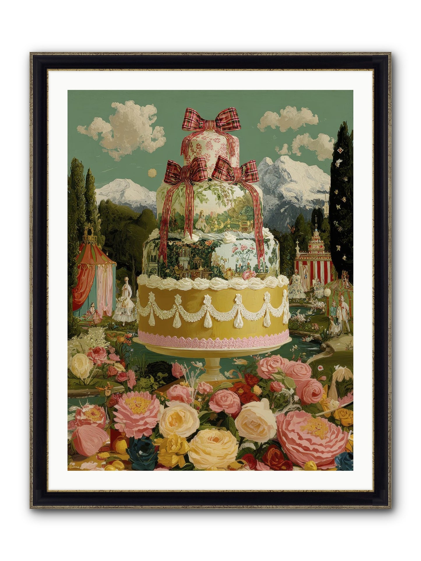 Holiday Heaven Framed Print - Black & Gold 30x40