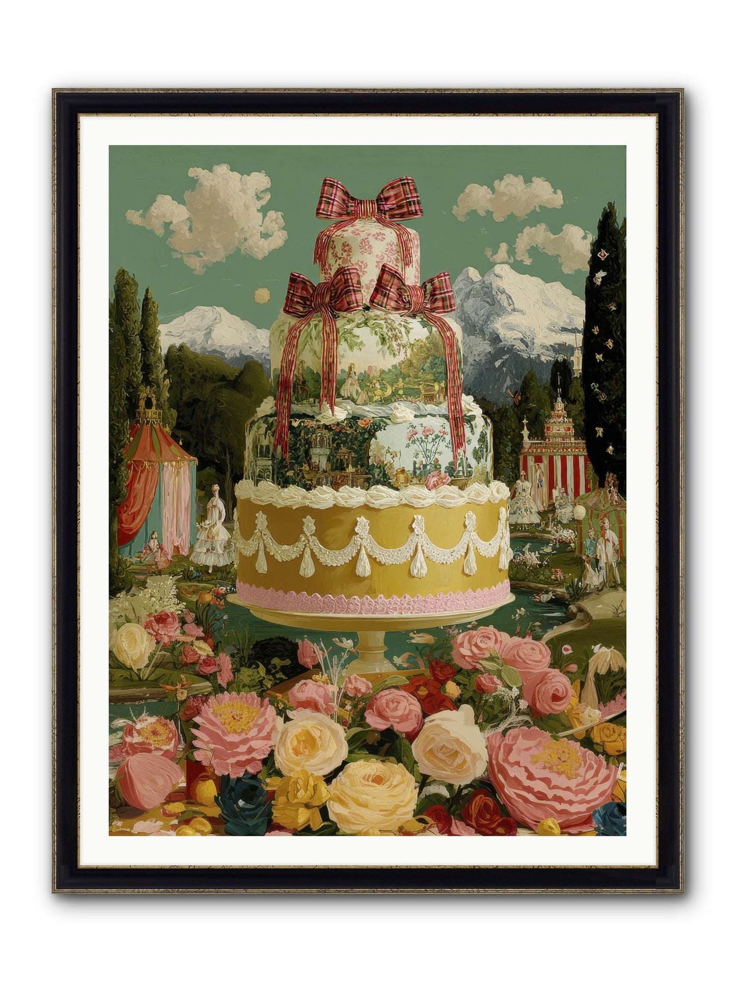 Holiday Heaven Framed Print - Black & Gold 36x48
