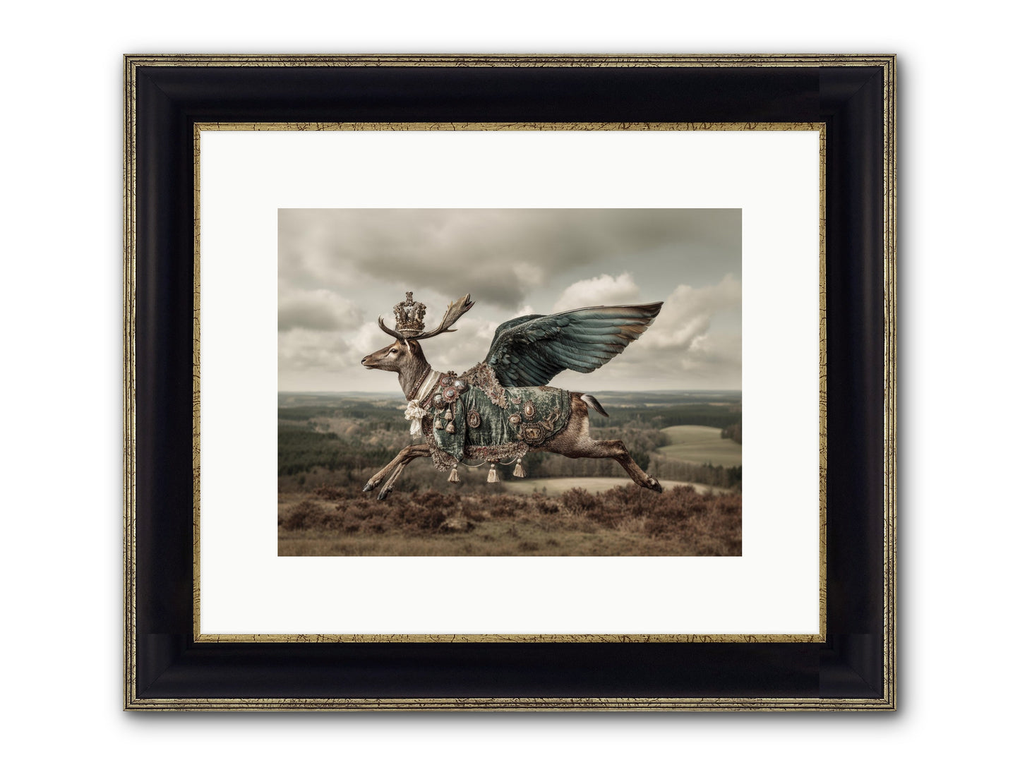 Hollow Field Framed Print - Black & Gold 12x9