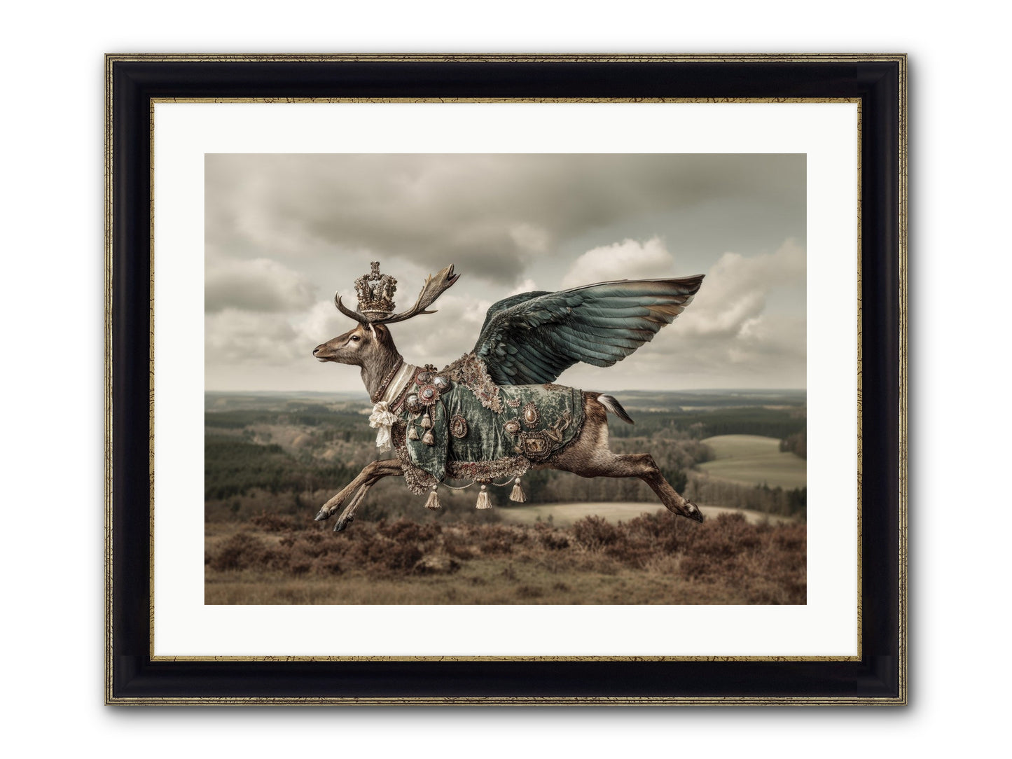 Hollow Field Framed Print - Black & Gold 24x18