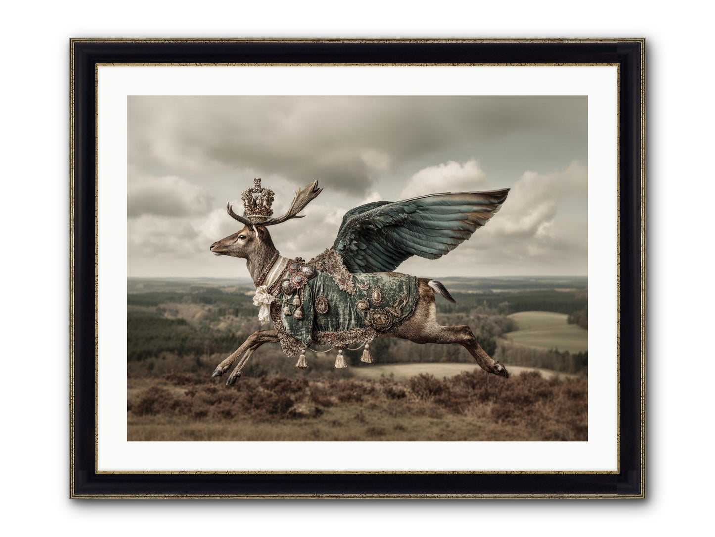 Hollow Field Framed Print - Black & Gold 32x24