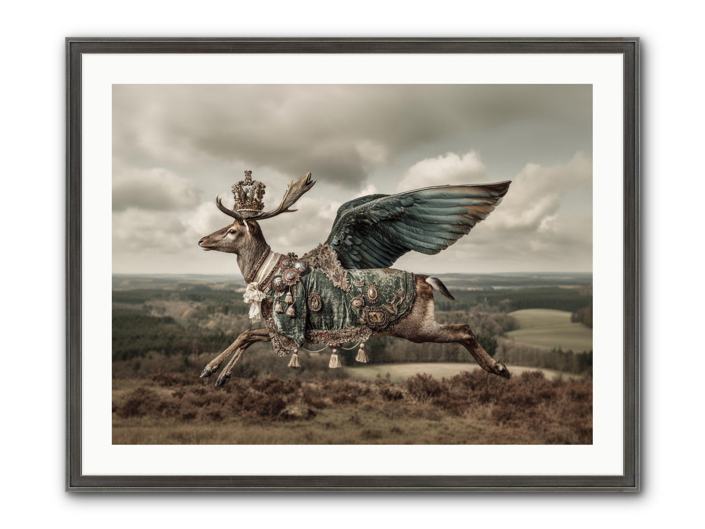 Hollow Field Framed Print - Slimwoods Black/Silver 32x24