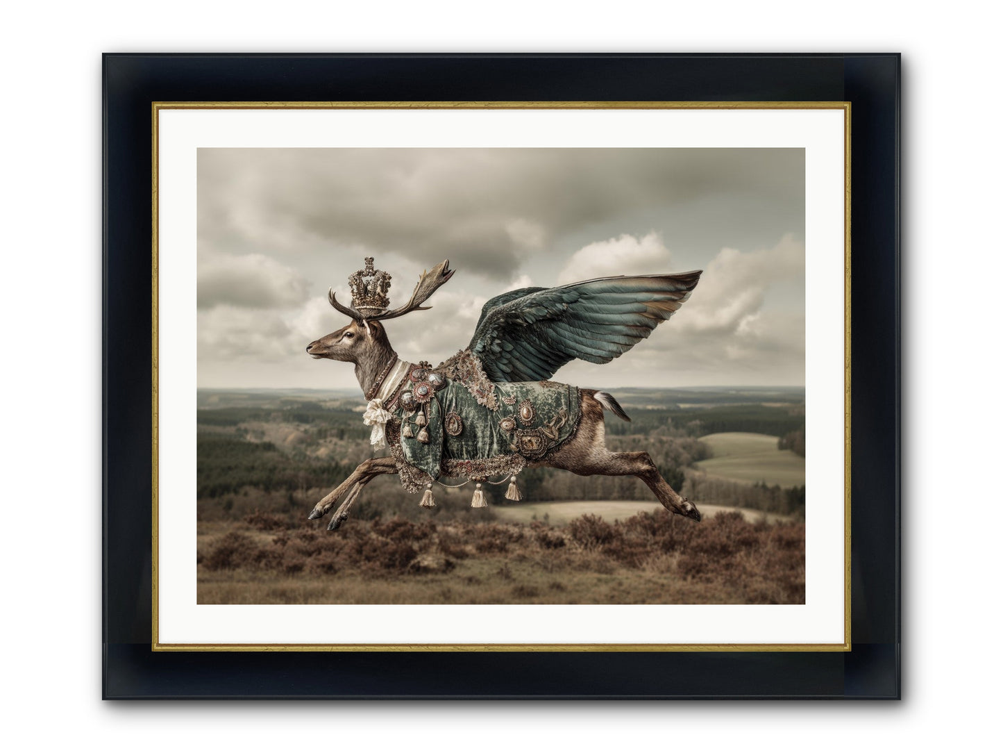 Hollow Field Framed Print - Wide Black w/Gold 32x24