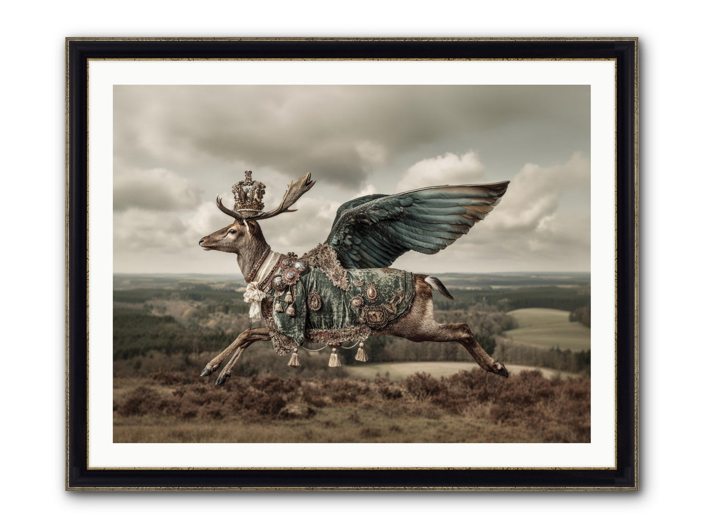 Hollow Field Framed Print - Black & Gold 40x30