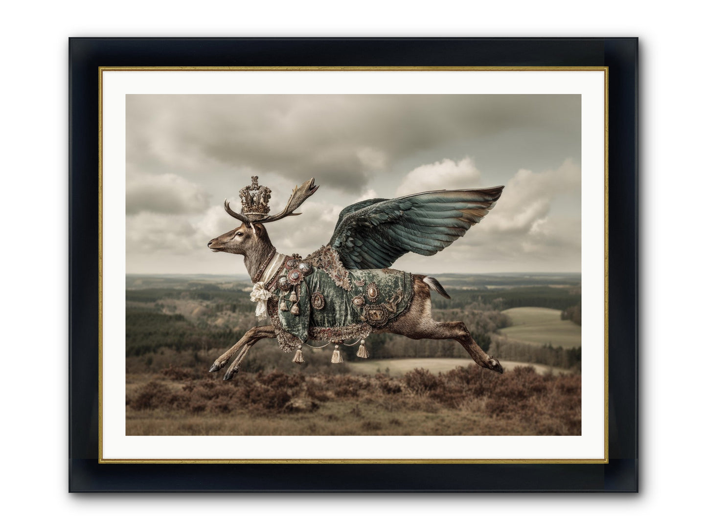 Hollow Field Framed Print - Wide Black w/Gold 40x30