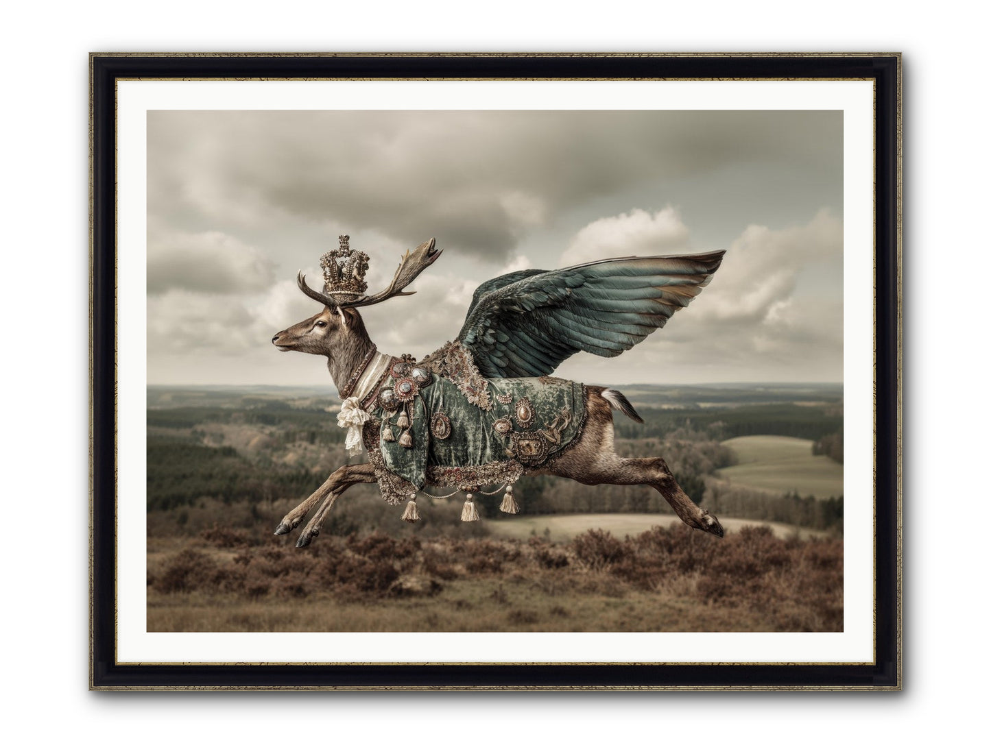 Hollow Field Framed Print - Black & Gold 48x36