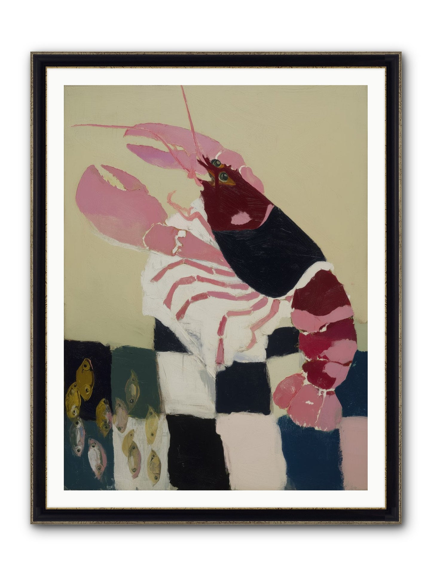 Hollow Seafoam Framed Print - Black & Gold 36x48