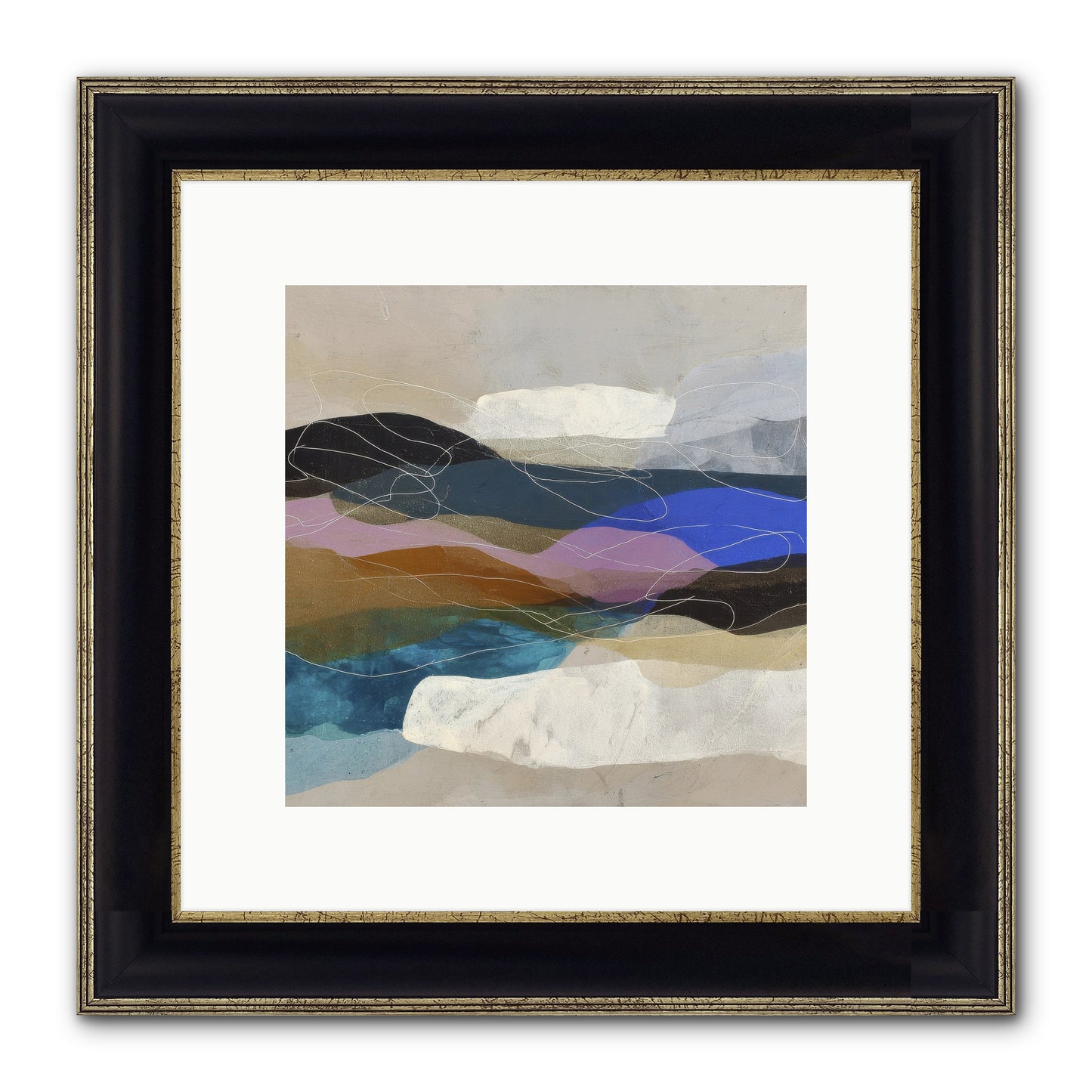 Hollow Tide Framed Print - Black & Gold 10x10