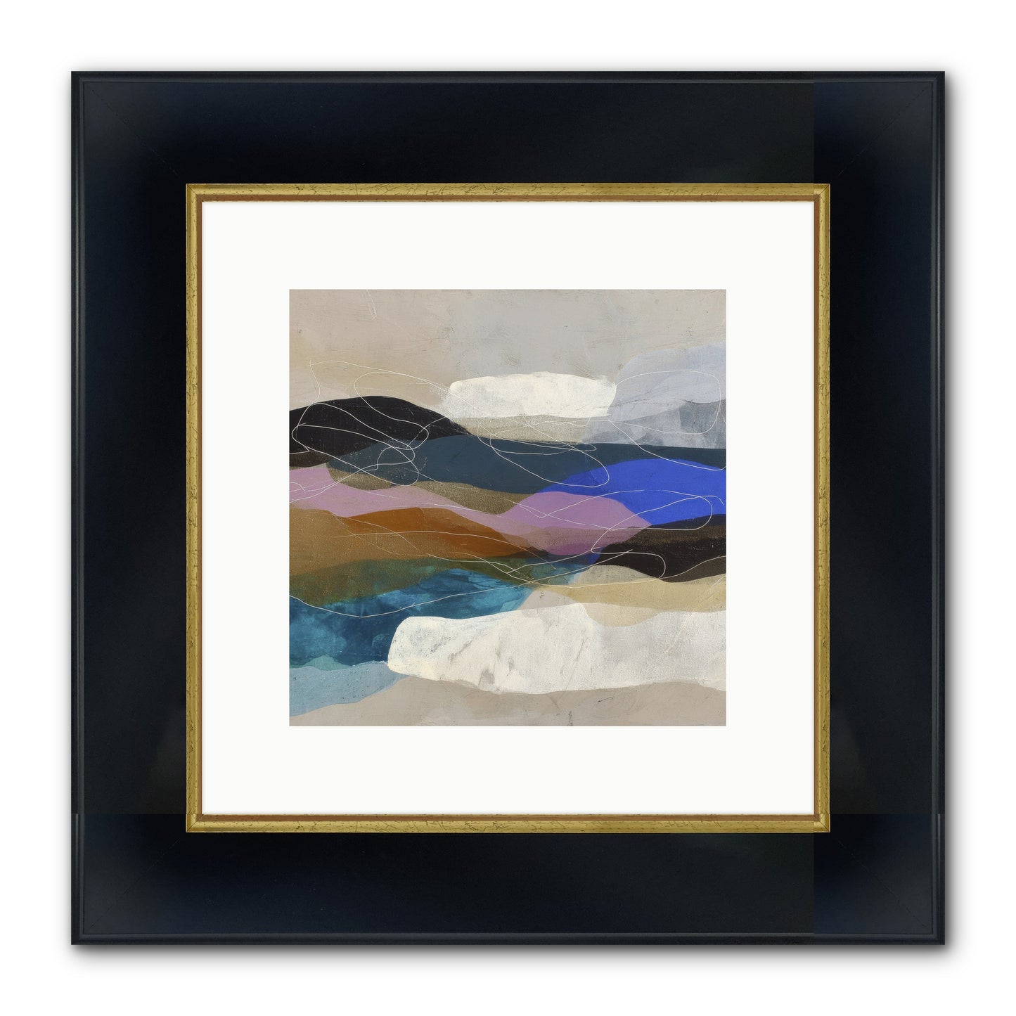 Hollow Tide Framed Print - Wide Black w/Gold 10x10