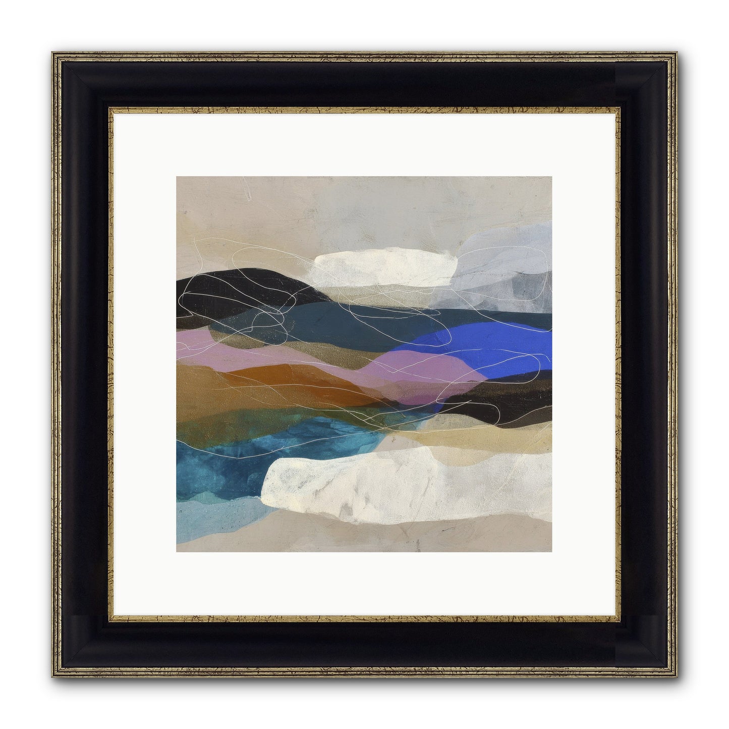 Hollow Tide Framed Print - Black & Gold 12x12