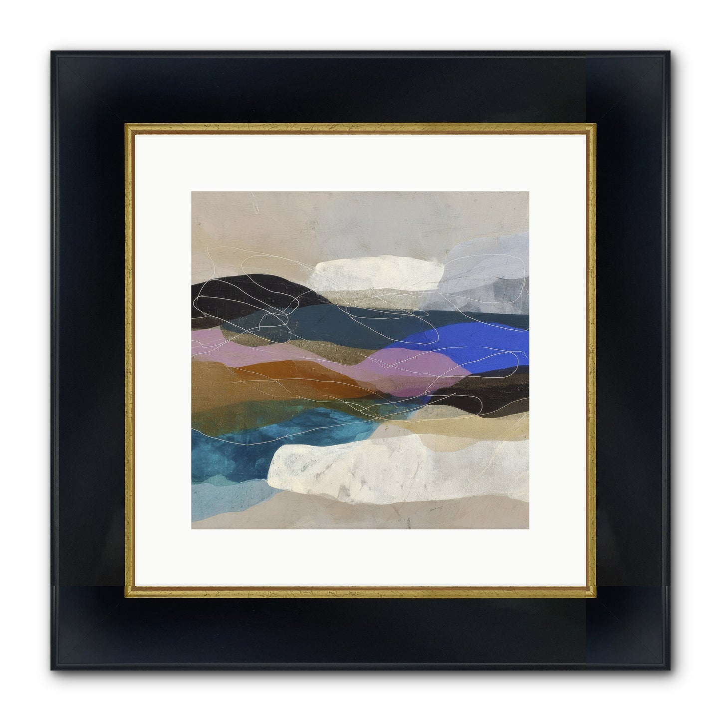 Hollow Tide Framed Print - Wide Black w/Gold 12x12
