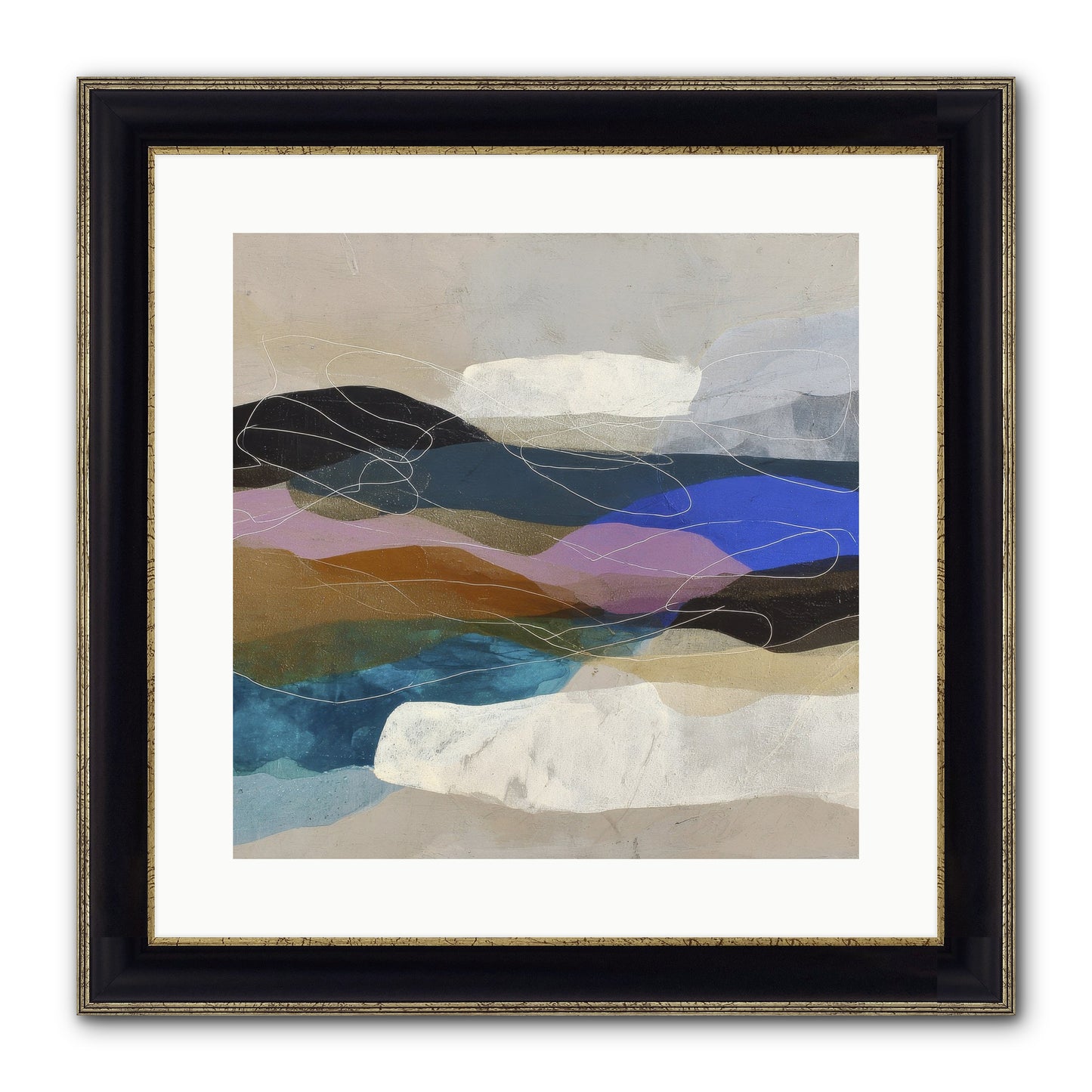 Hollow Tide Framed Print - Black & Gold 16x16