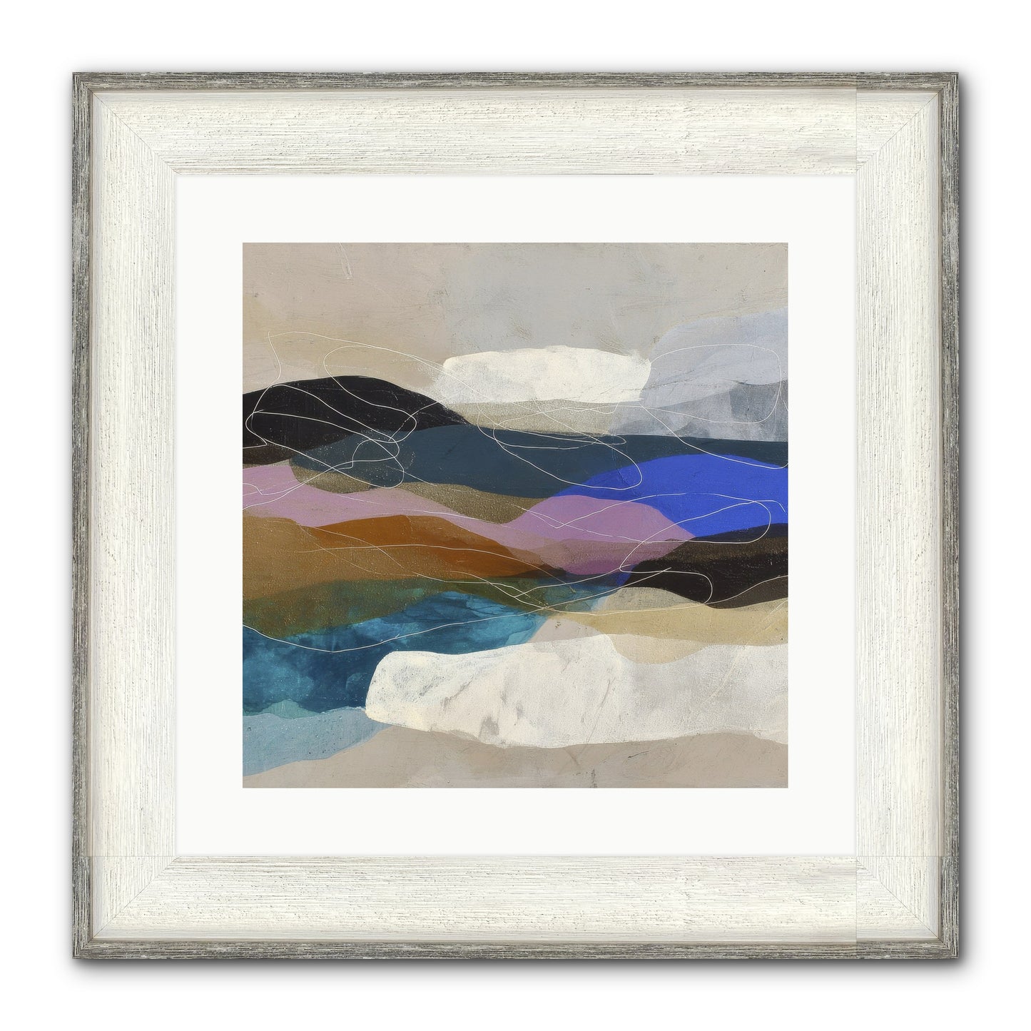 Hollow Tide Framed Print - Driftwood White 16x16