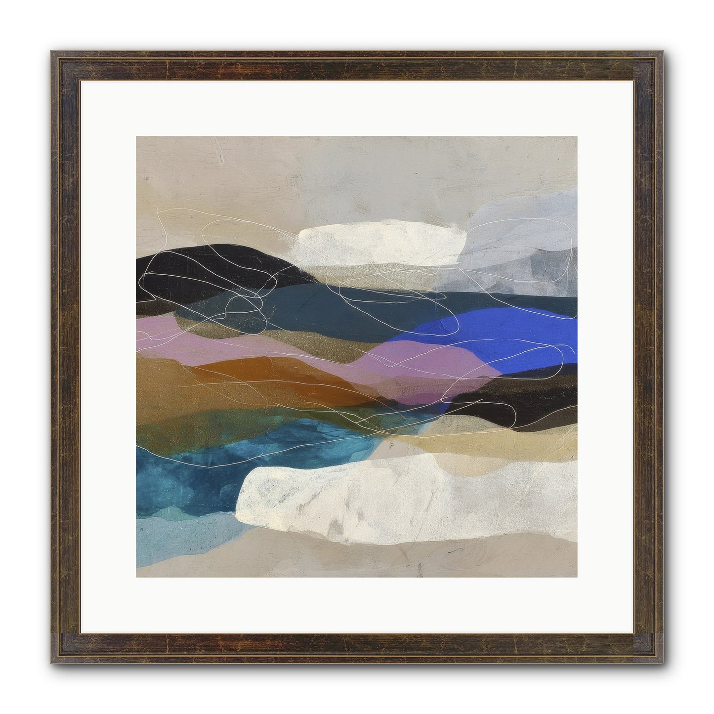 Hollow Tide Framed Print - Slimwoods Black/Gold 16x16