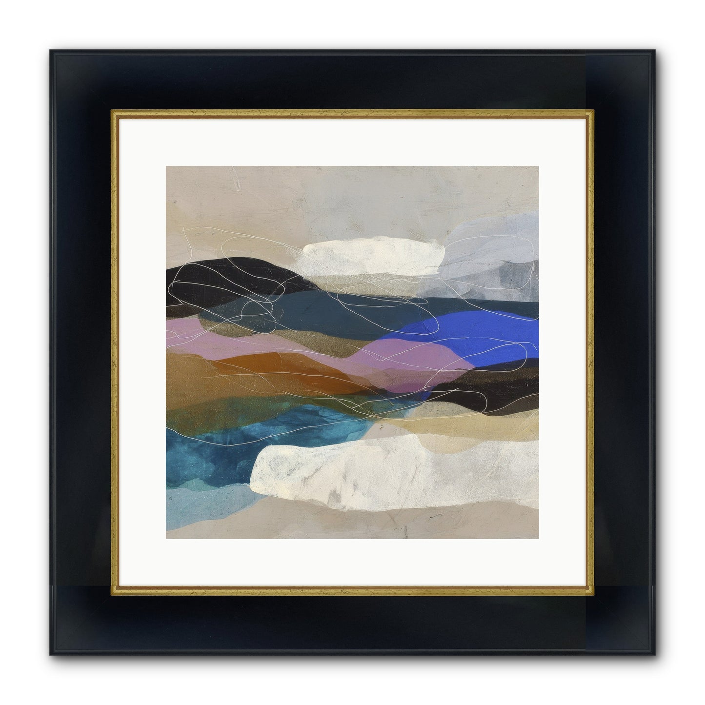 Hollow Tide Framed Print - Wide Black w/Gold 16x16