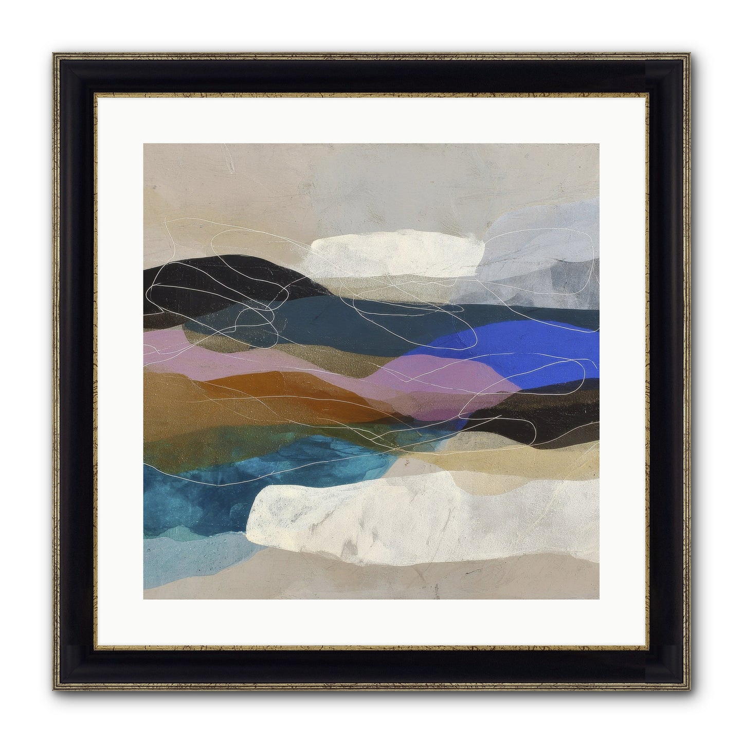 Hollow Tide Framed Print - Black & Gold 20x20