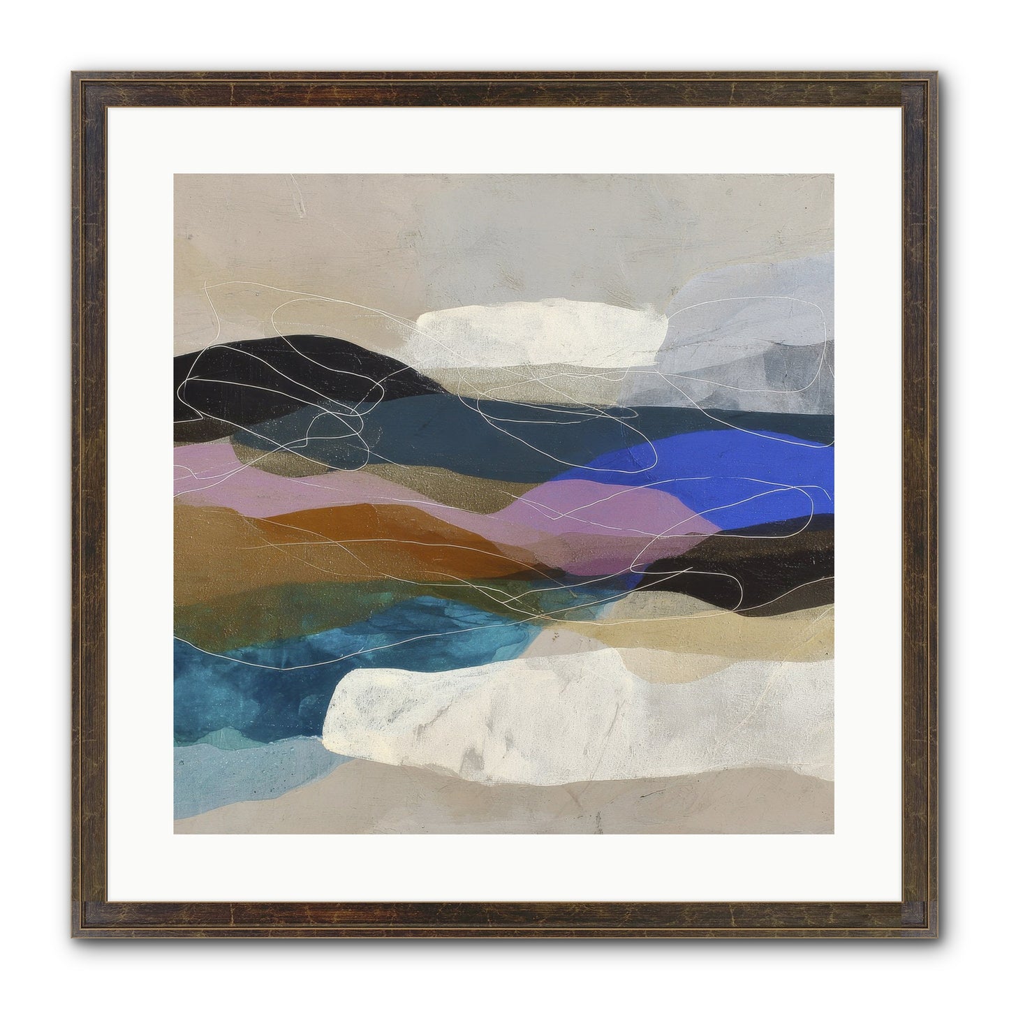 Hollow Tide Framed Print - Slimwoods Black/Gold 20x20