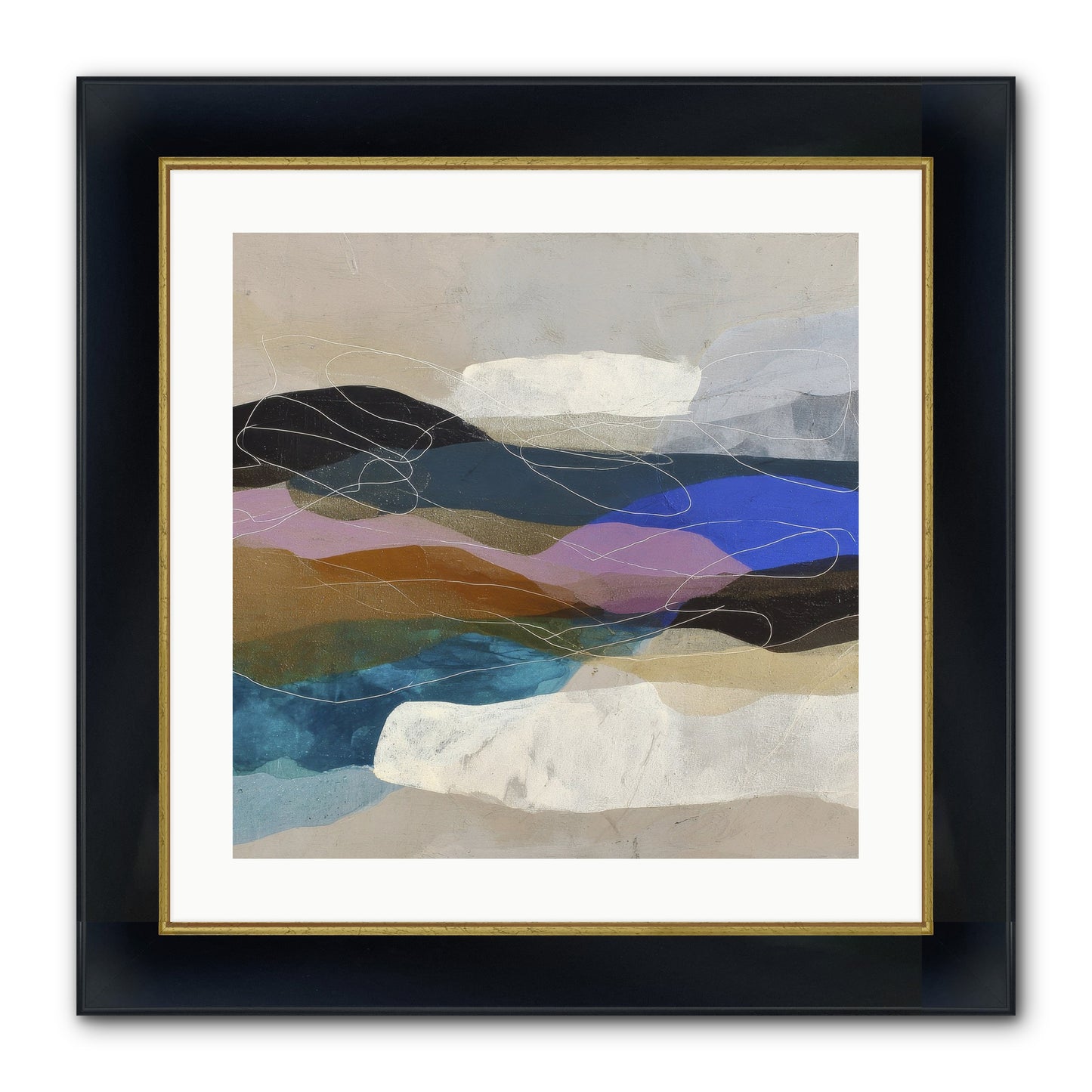 Hollow Tide Framed Print - Wide Black w/Gold 20x20