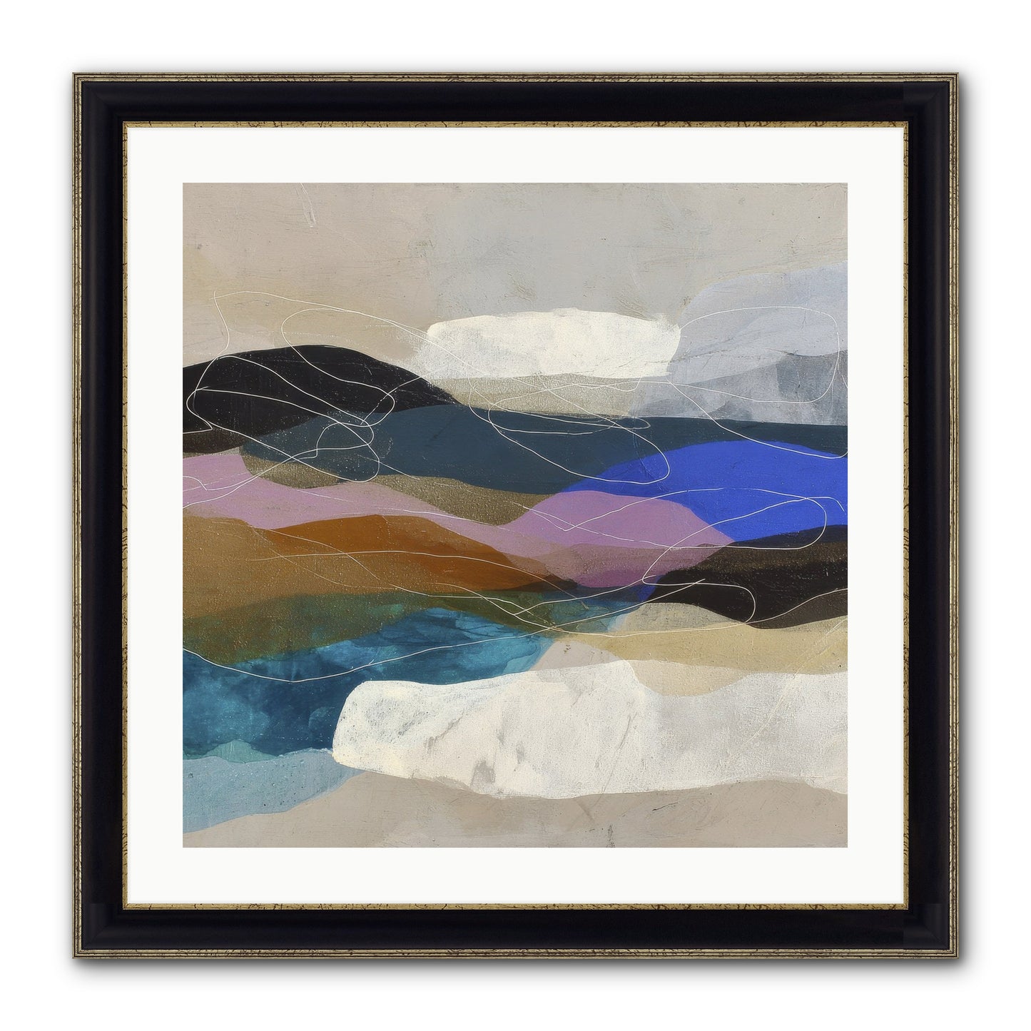 Hollow Tide Framed Print - Black & Gold 24x24