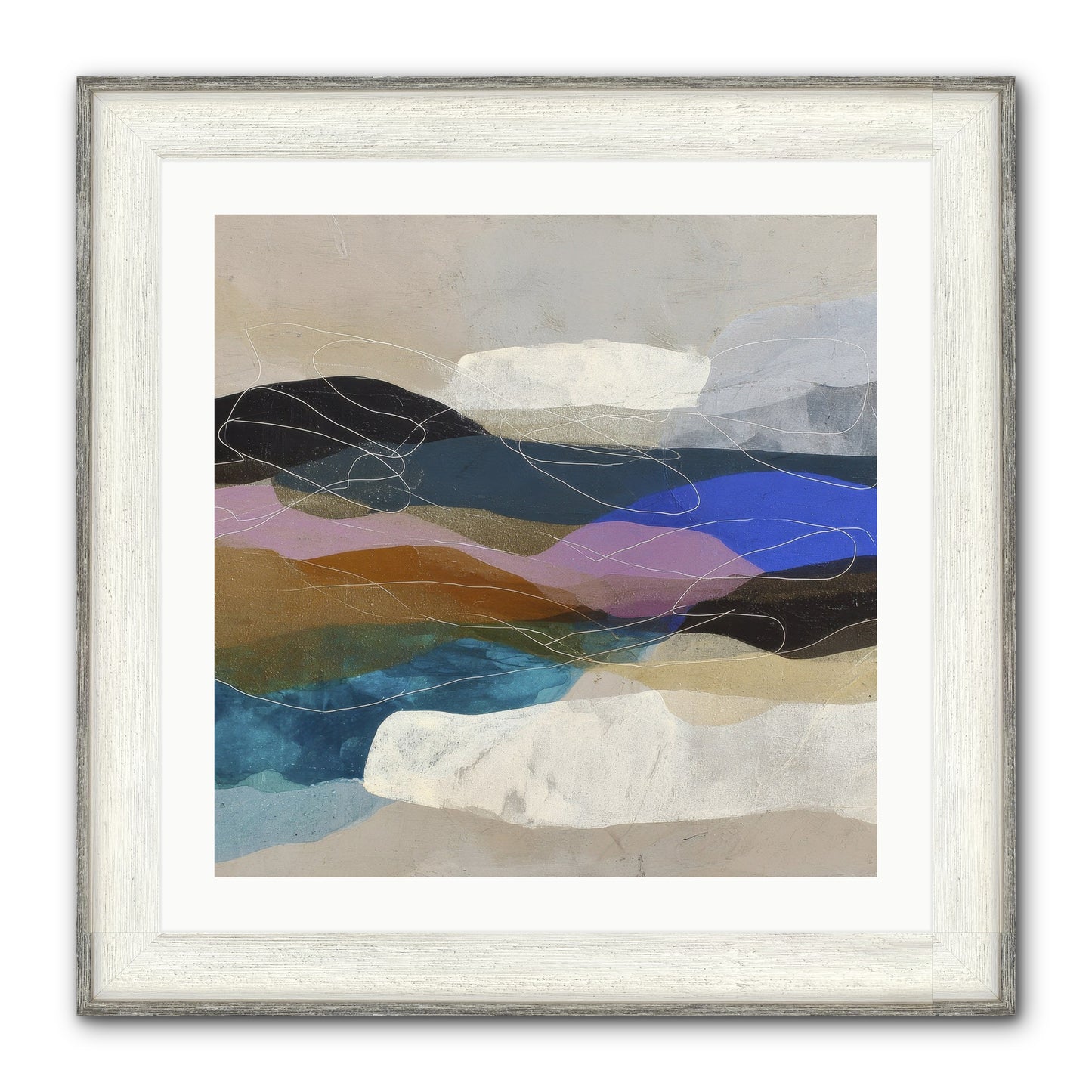 Hollow Tide Framed Print - Driftwood White 24x24