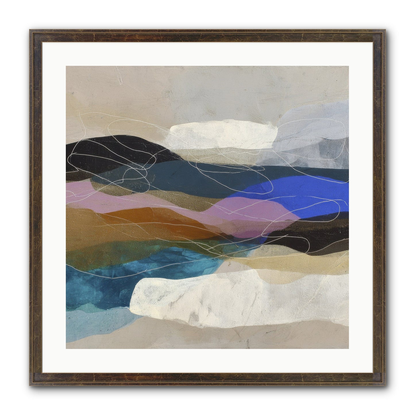 Hollow Tide Framed Print - Slimwoods Black/Gold 24x24