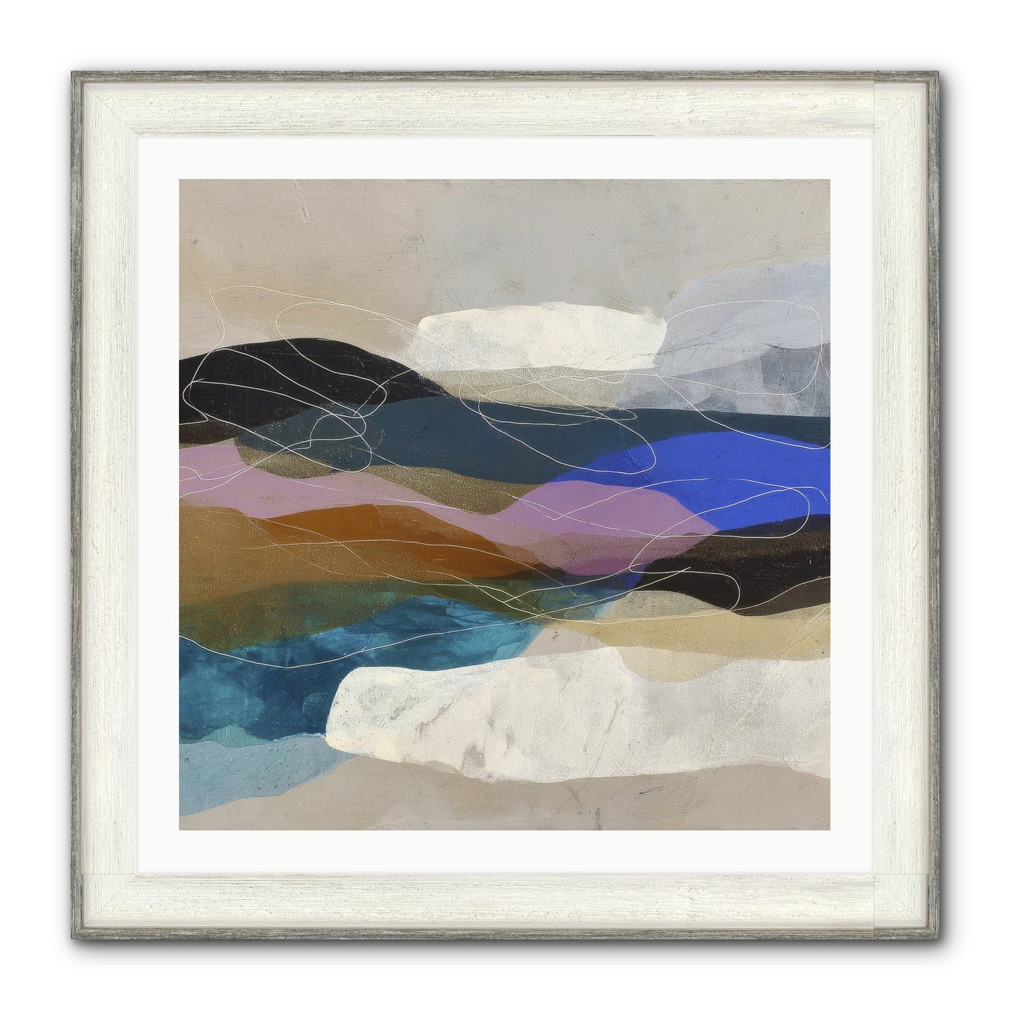 Hollow Tide Framed Print - Driftwood White 30x30