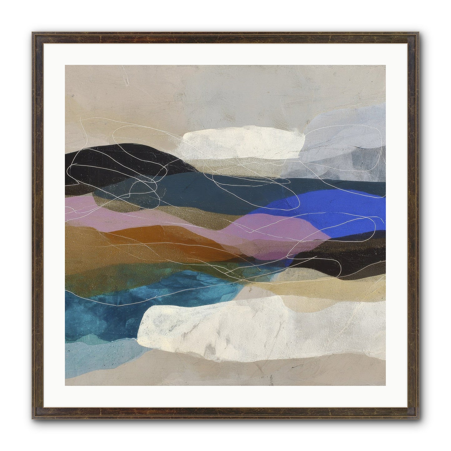 Hollow Tide Framed Print - Slimwoods Black/Gold 30x30