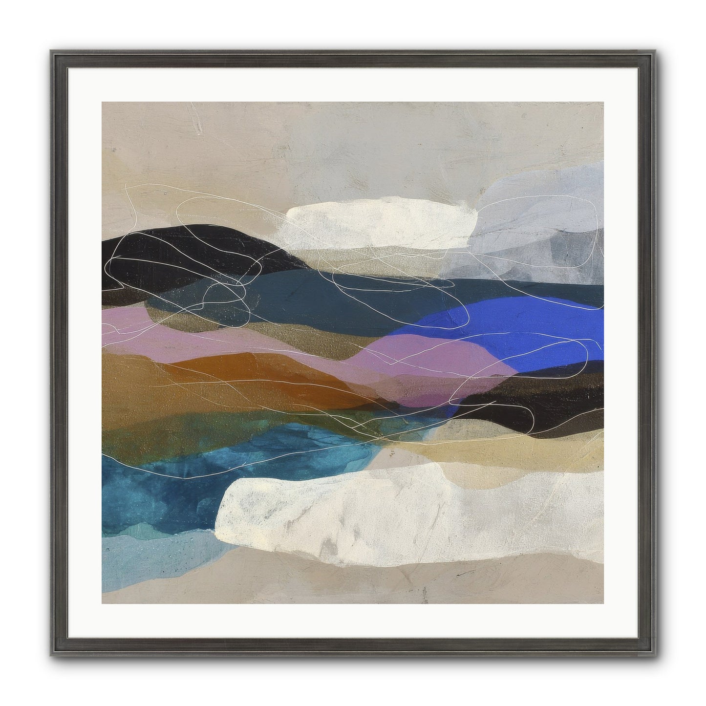 Hollow Tide Framed Print - Slimwoods Black/Silver 30x30