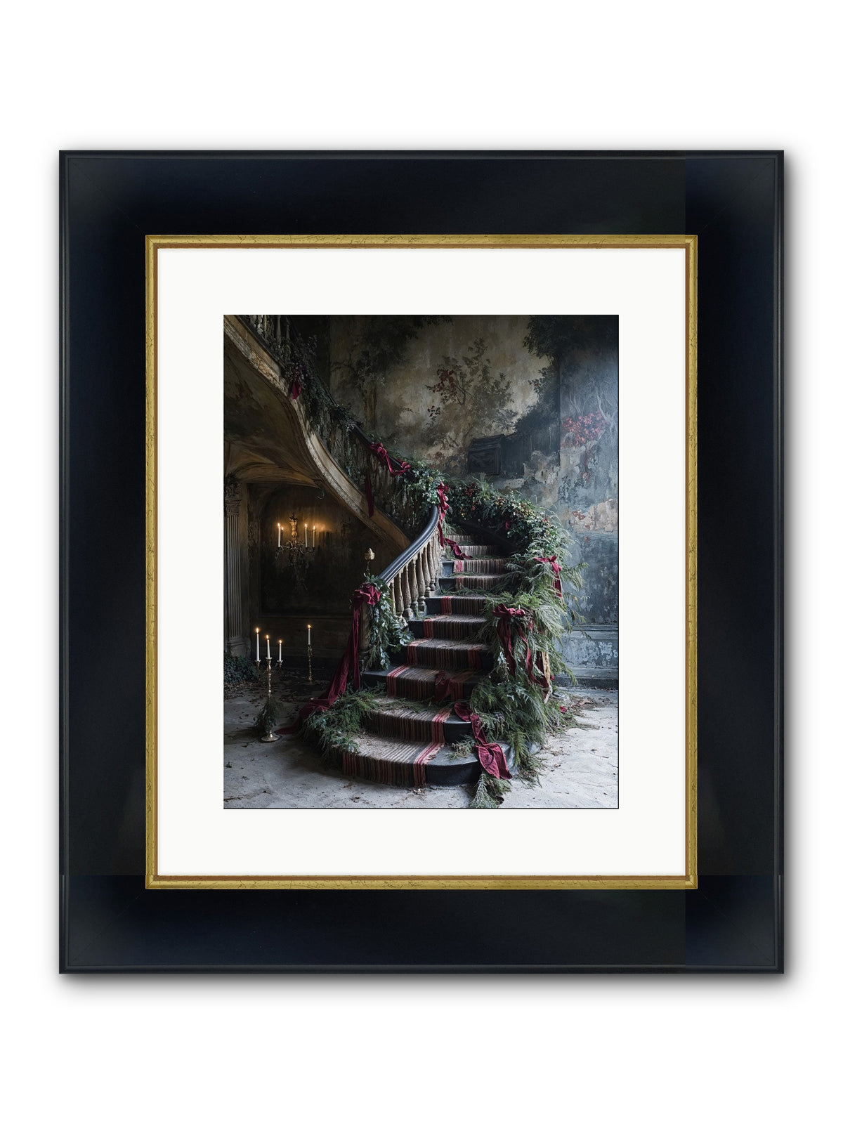 Hollybank Hall's Welcome Framed Print - Wide Black w/Gold 12x15
