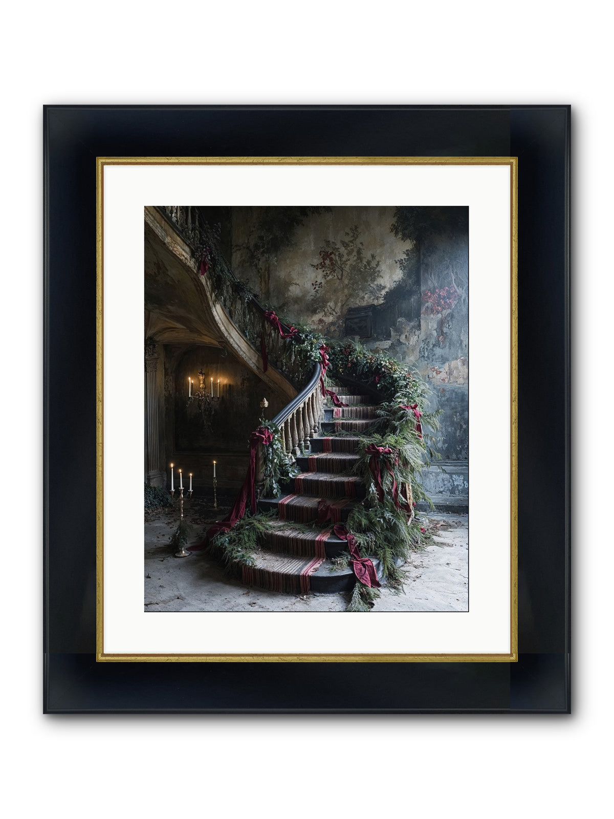 Hollybank Hall's Welcome Framed Print - Wide Black w/Gold 16x20