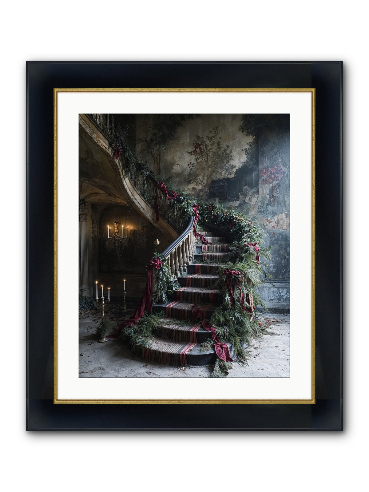 Hollybank Hall's Welcome Framed Print - Wide Black w/Gold 20x25