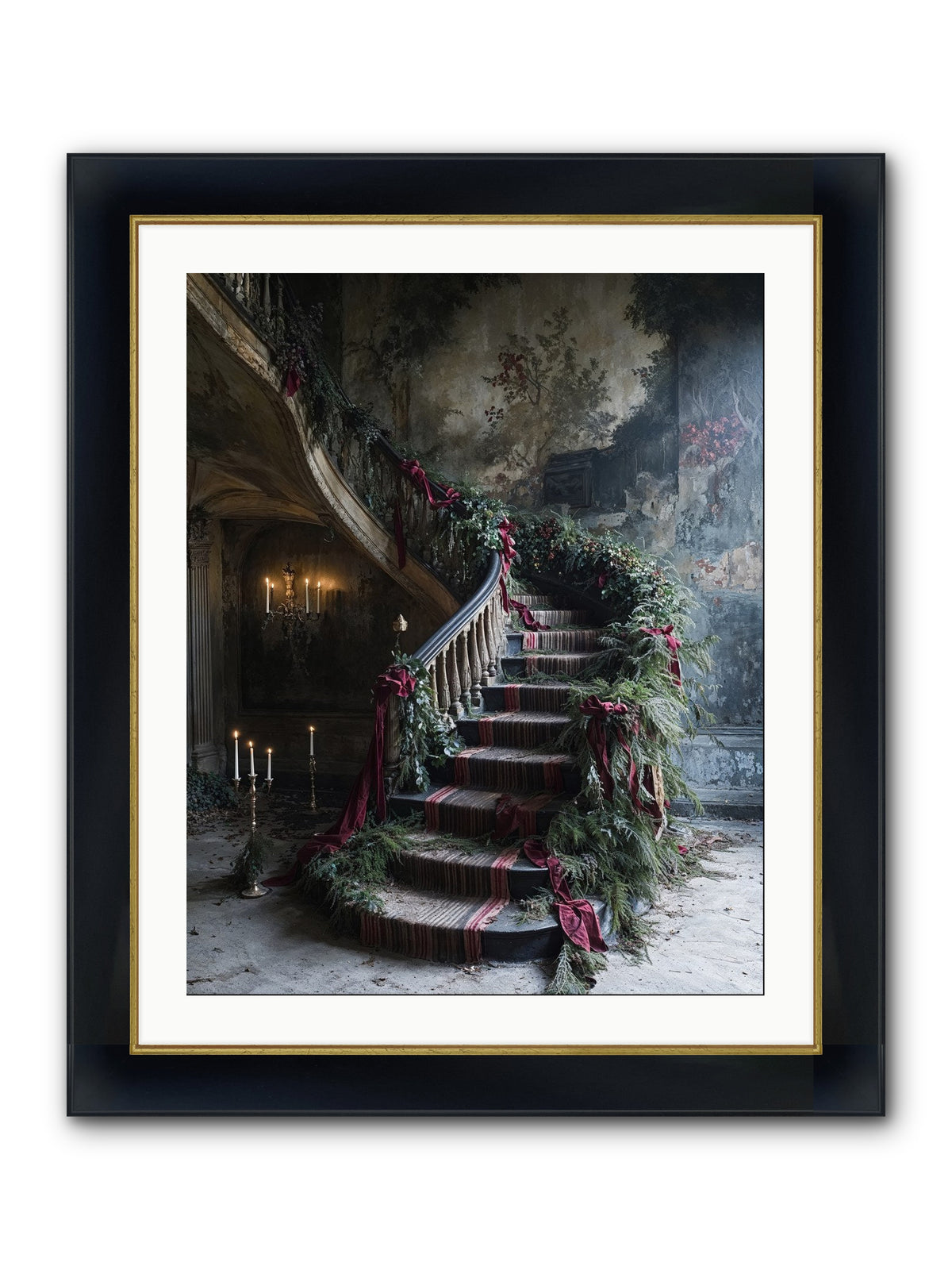 Hollybank Hall's Welcome Framed Print - Wide Black w/Gold 24x30