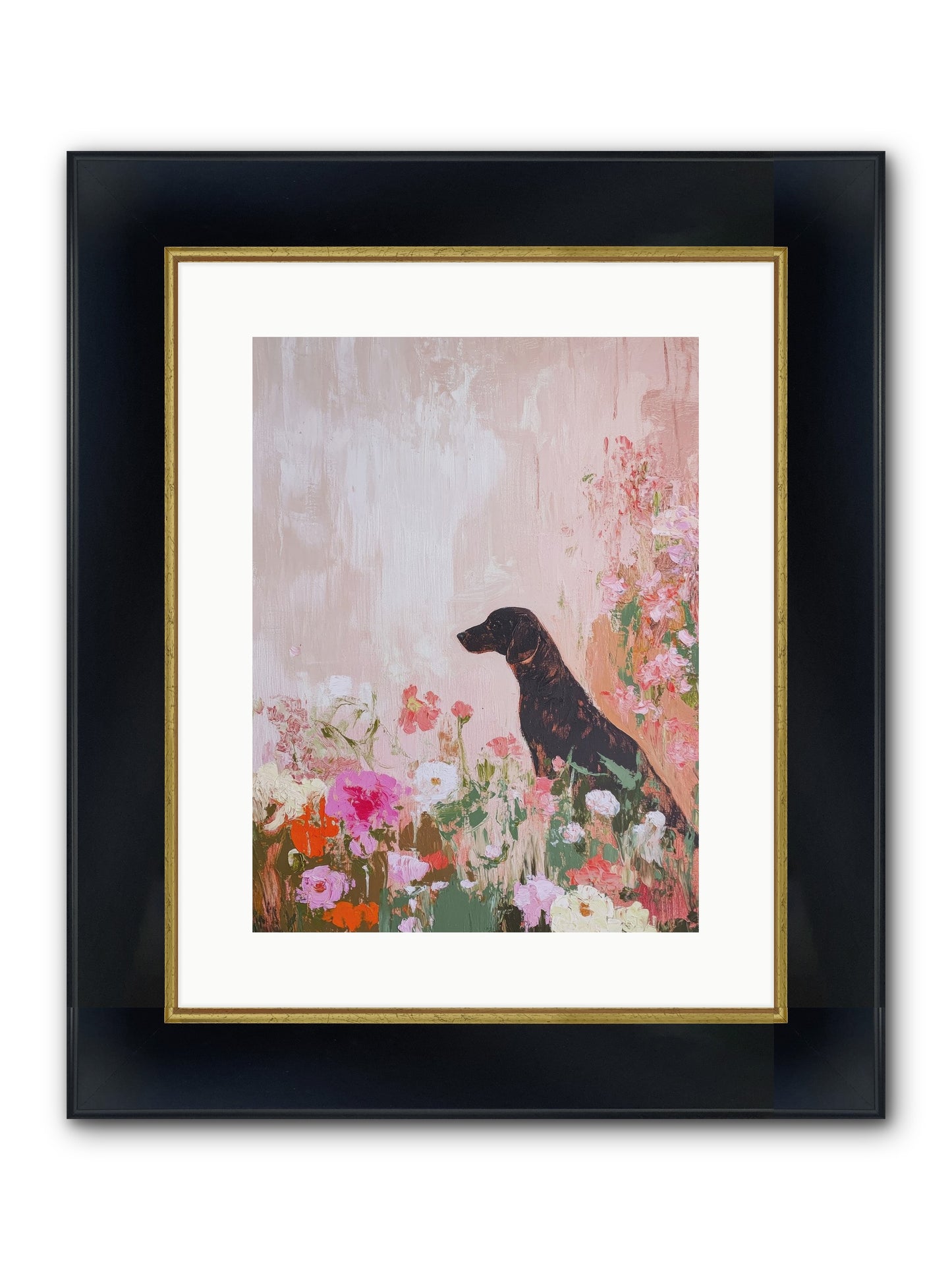 Honey Briar Framed Print - Wide Black w/Gold 12x16