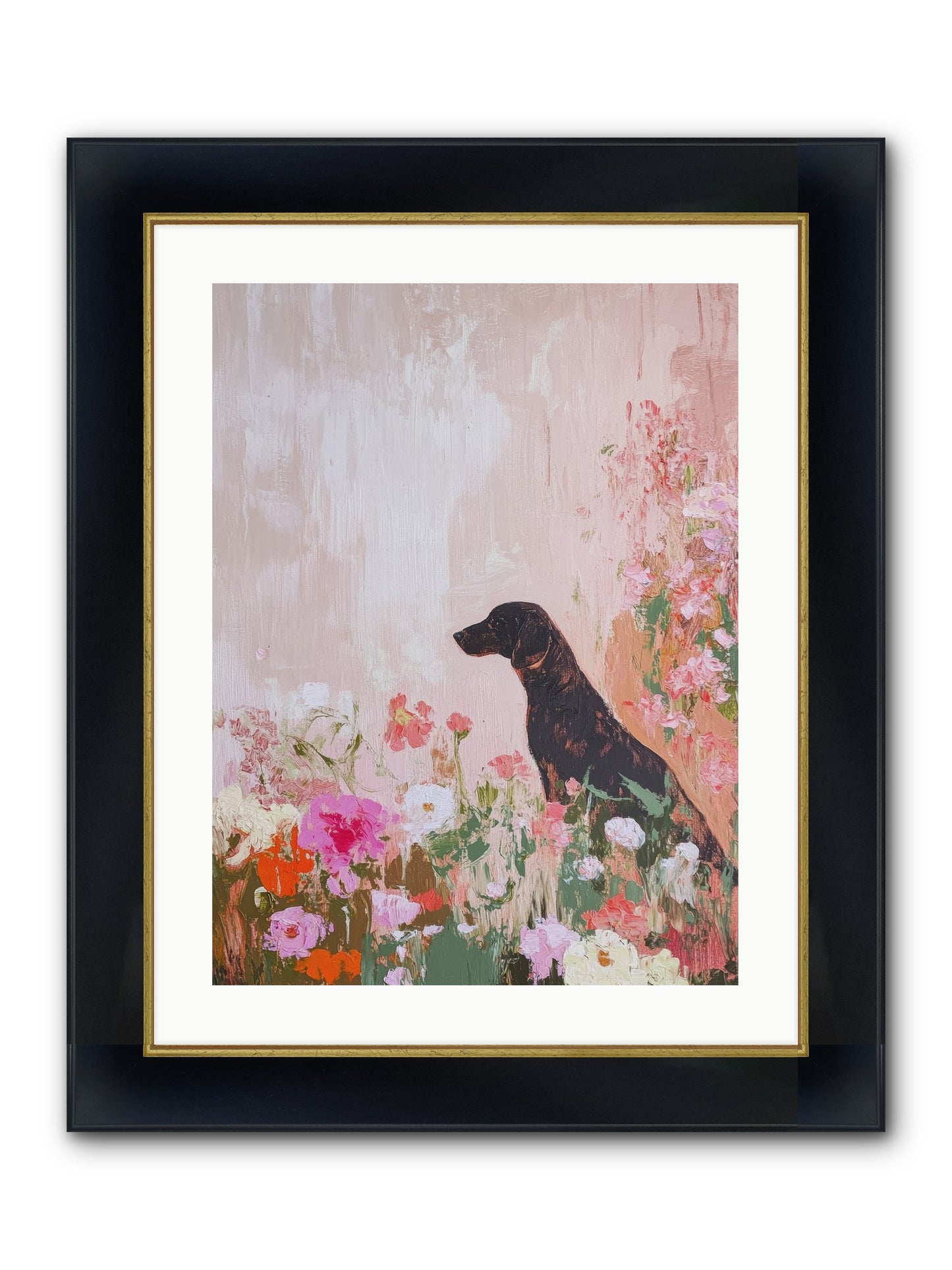 Honey Briar Framed Print - Wide Black w/Gold 18x24
