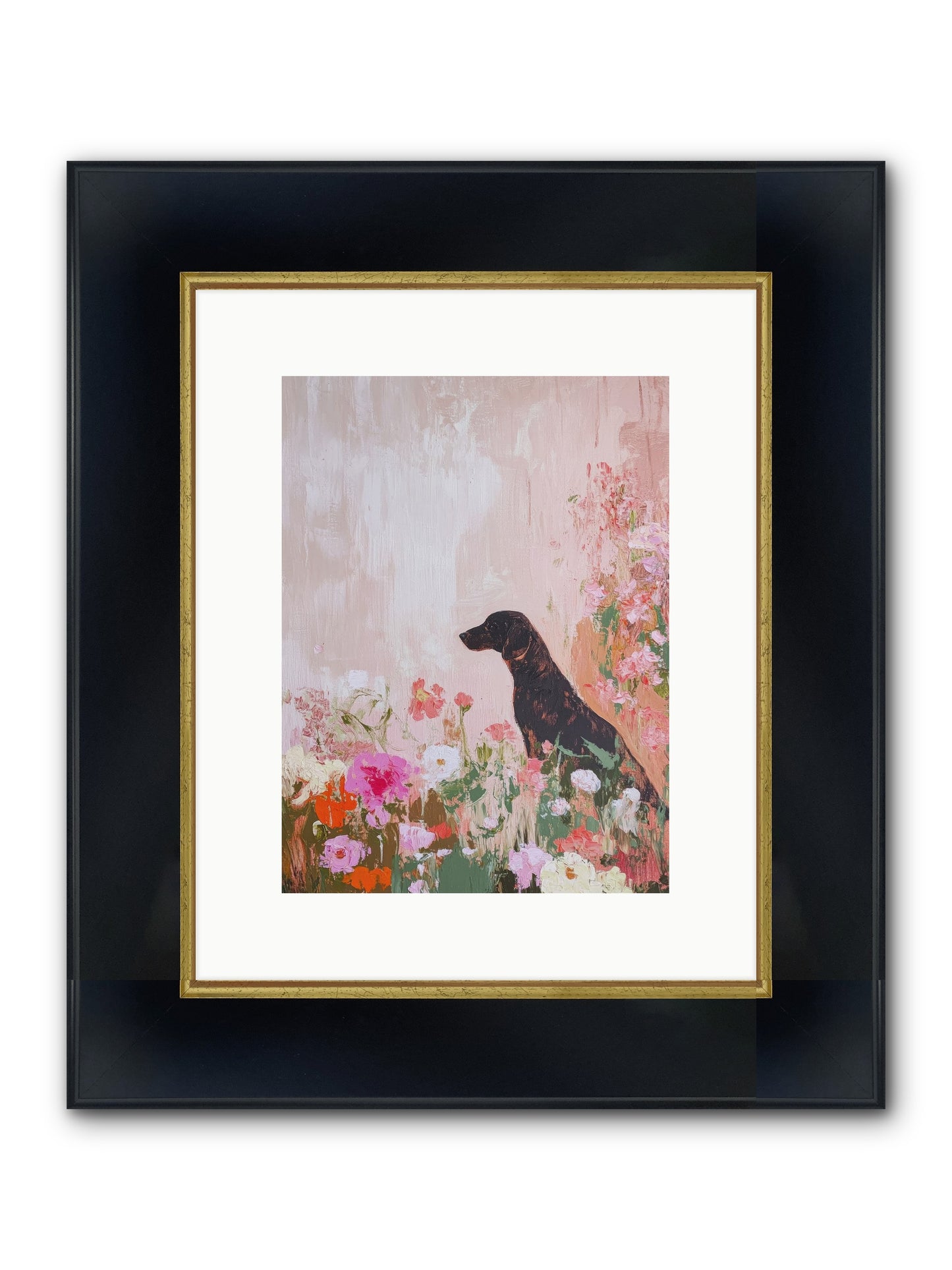 Honey Briar Framed Print - Wide Black w/Gold 9x12