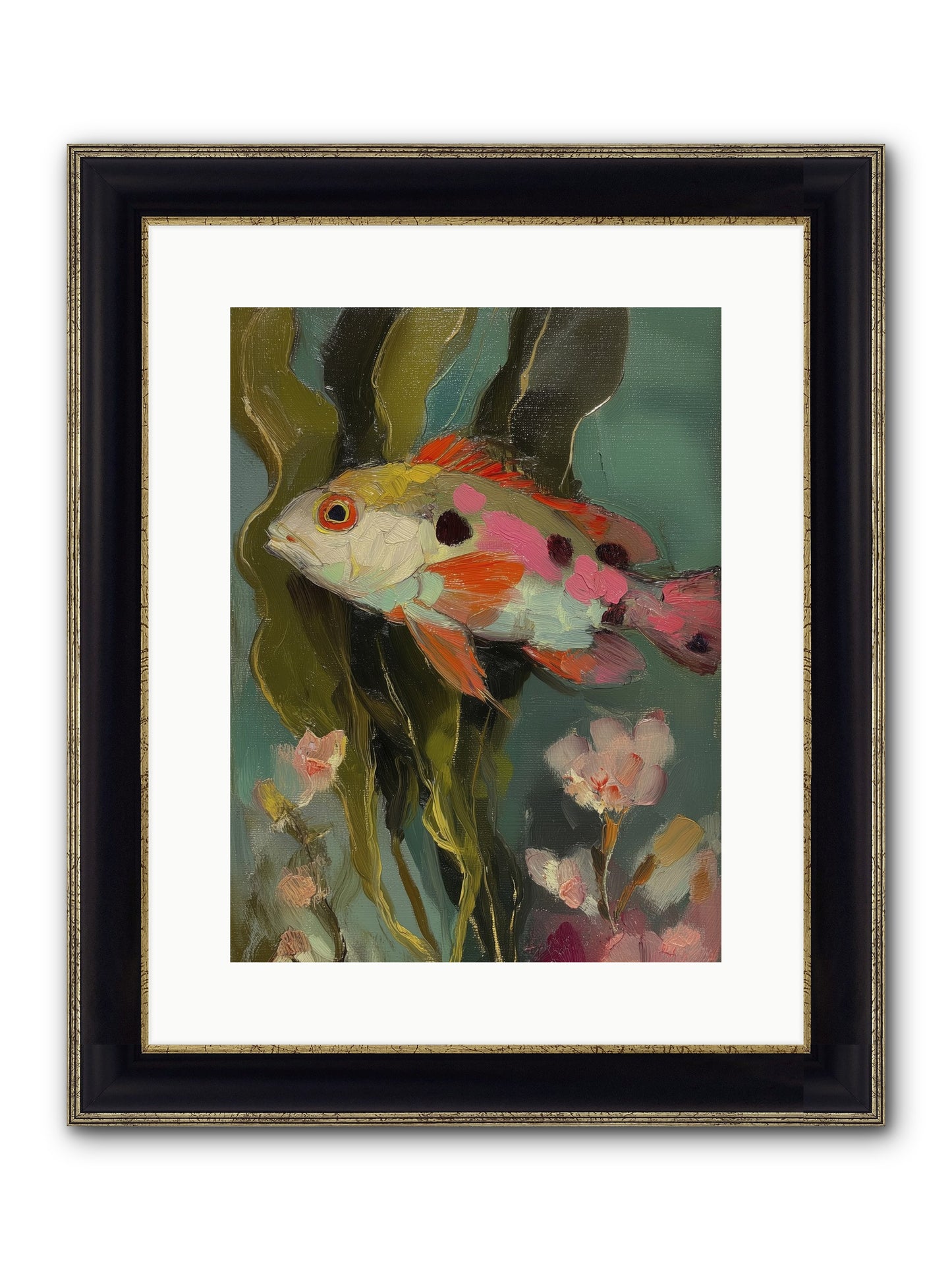 Honeyed Jewel Framed Print - Black & Gold 12x16