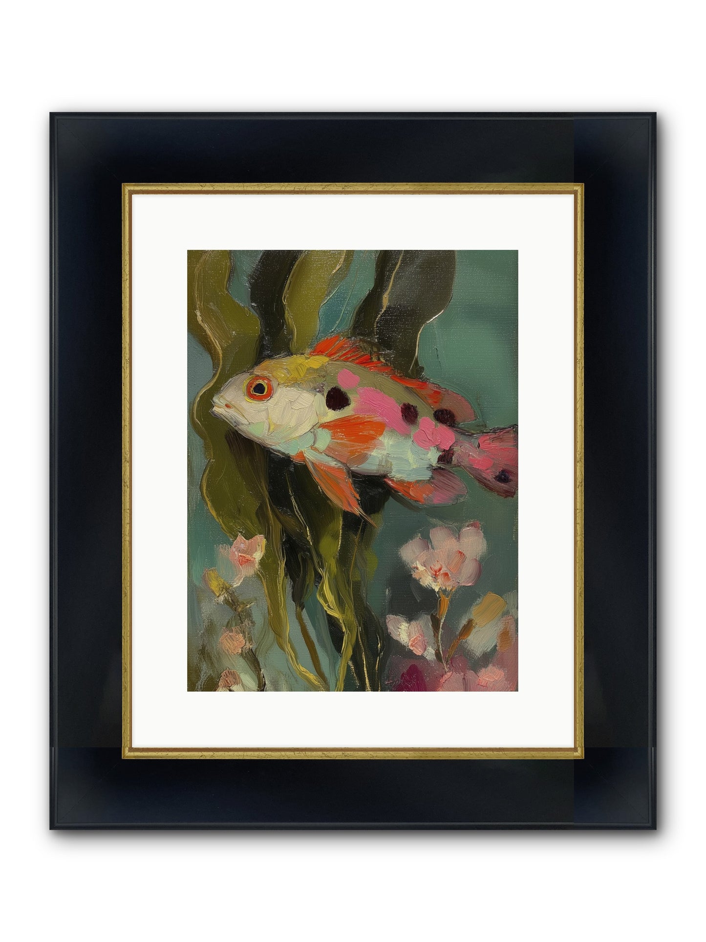 Honeyed Jewel Framed Print - Wide Black w/Gold 12x16