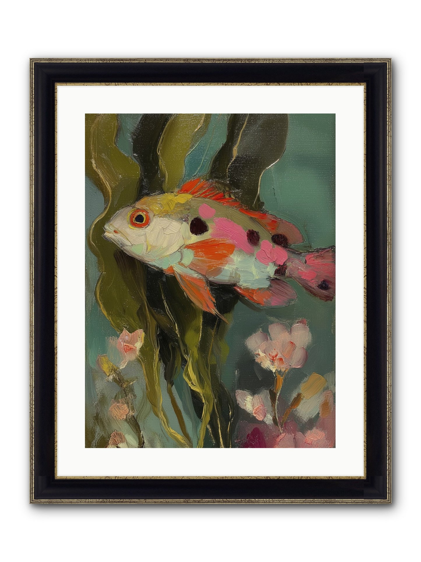 Honeyed Jewel Framed Print - Black & Gold 18x24