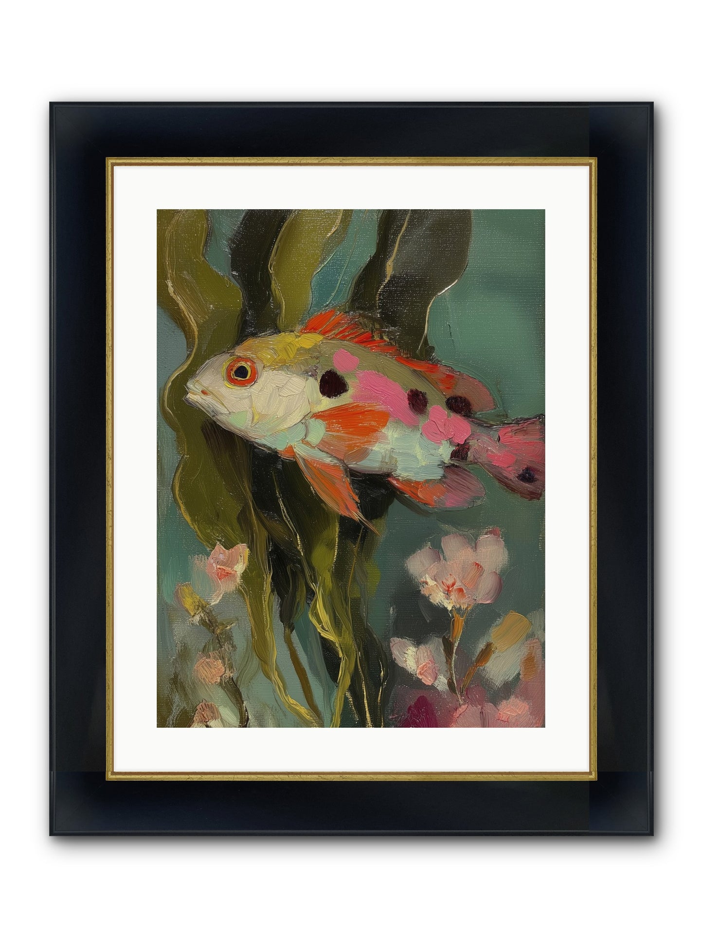 Honeyed Jewel Framed Print - Wide Black w/Gold 18x24
