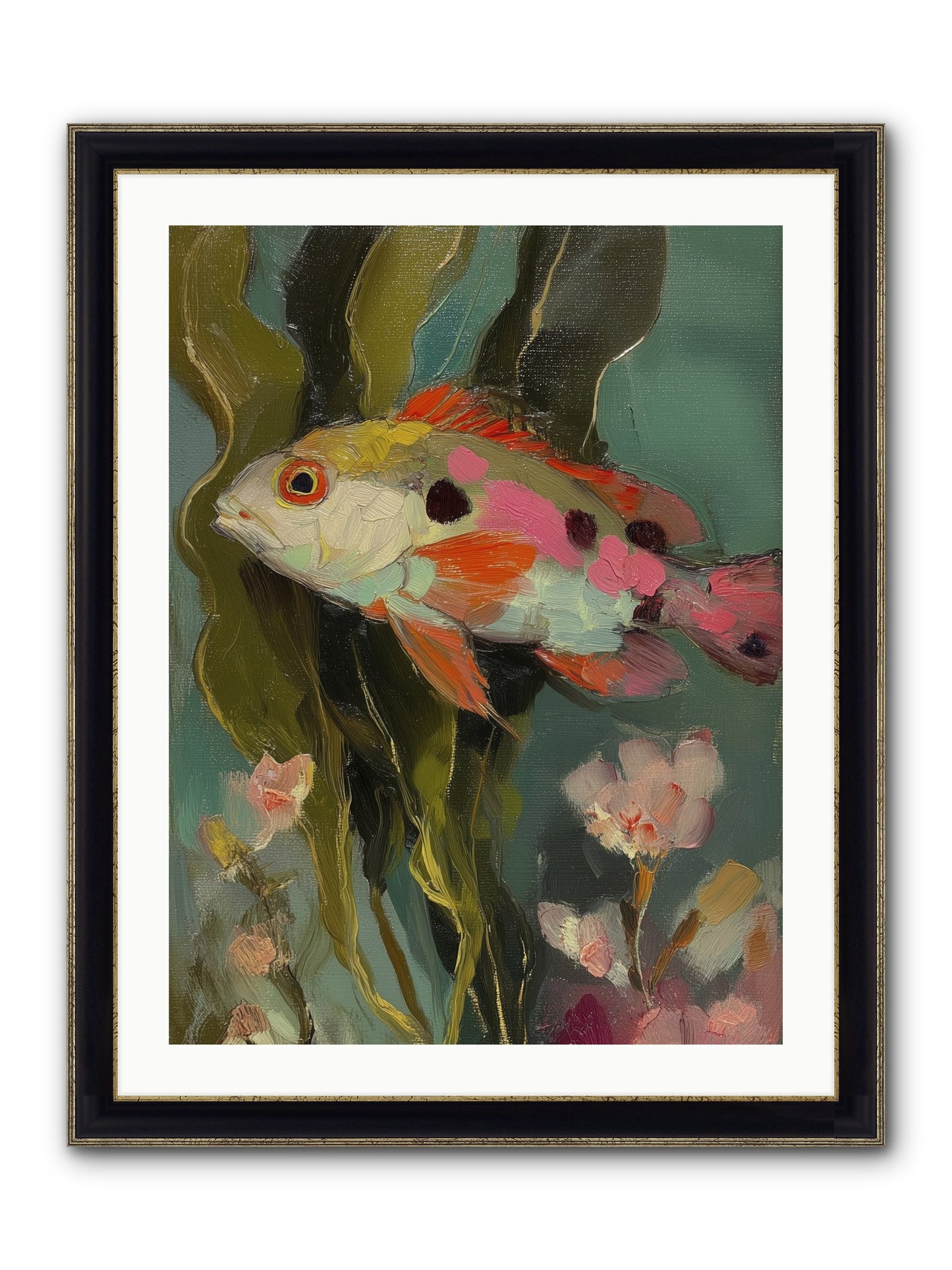 Honeyed Jewel Framed Print - Black & Gold 24x32