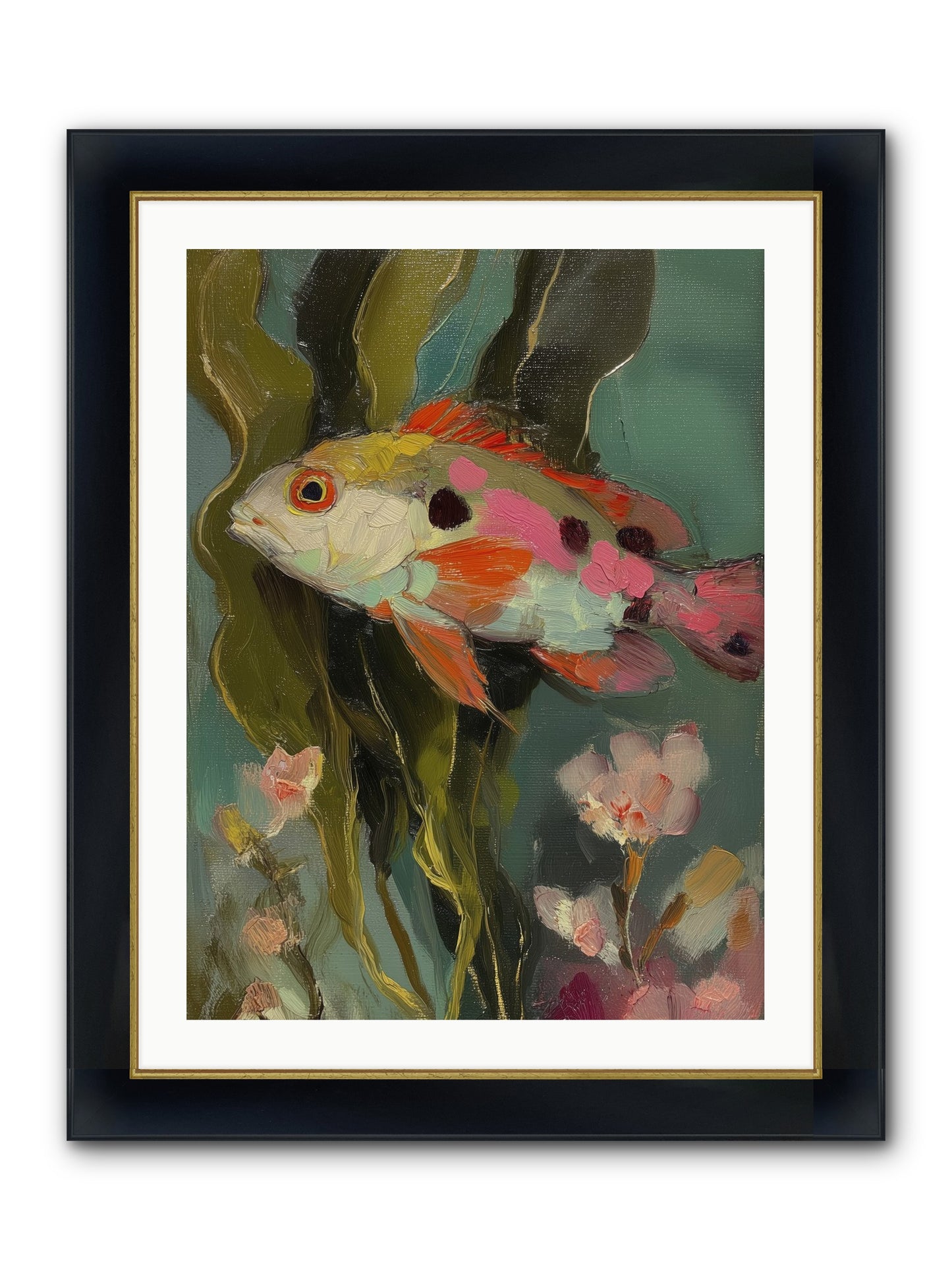 Honeyed Jewel Framed Print - Wide Black w/Gold 24x32